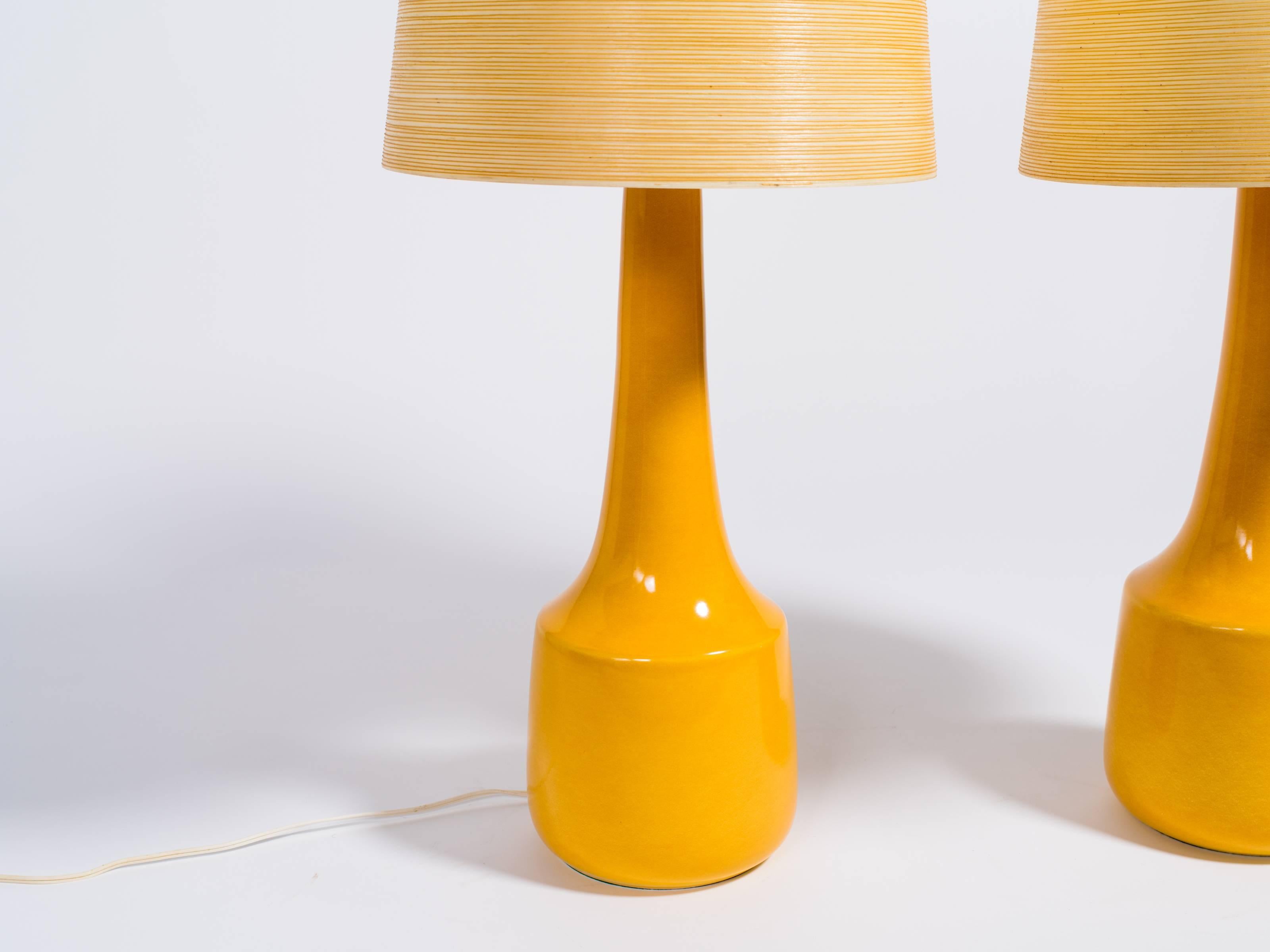 Canadian Pair of Yellow Lotte & Gunnar Bostlund Table Lamps