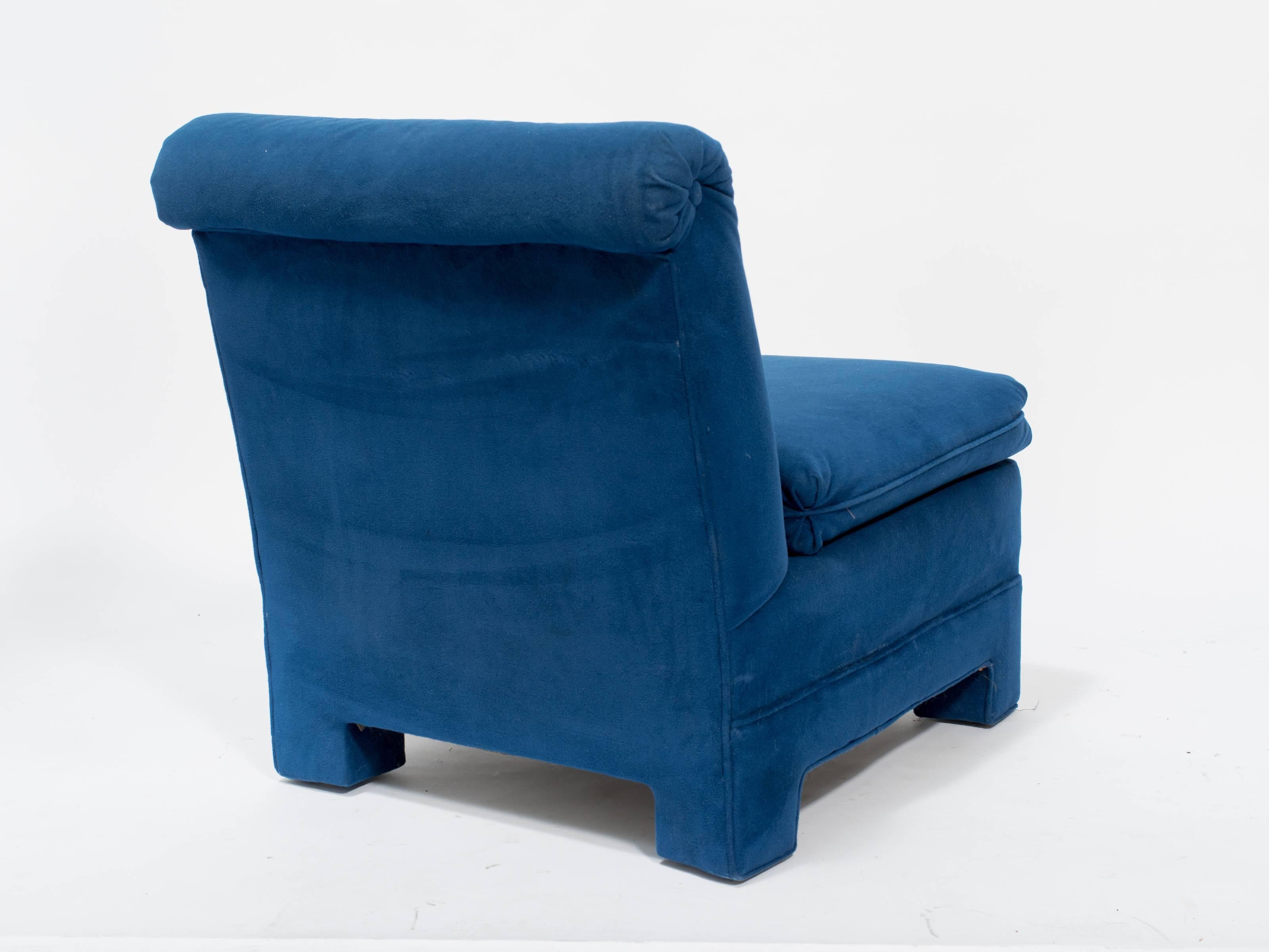 Mid-Century Modern Pair of Milo Baughman Style Slipper Chairs