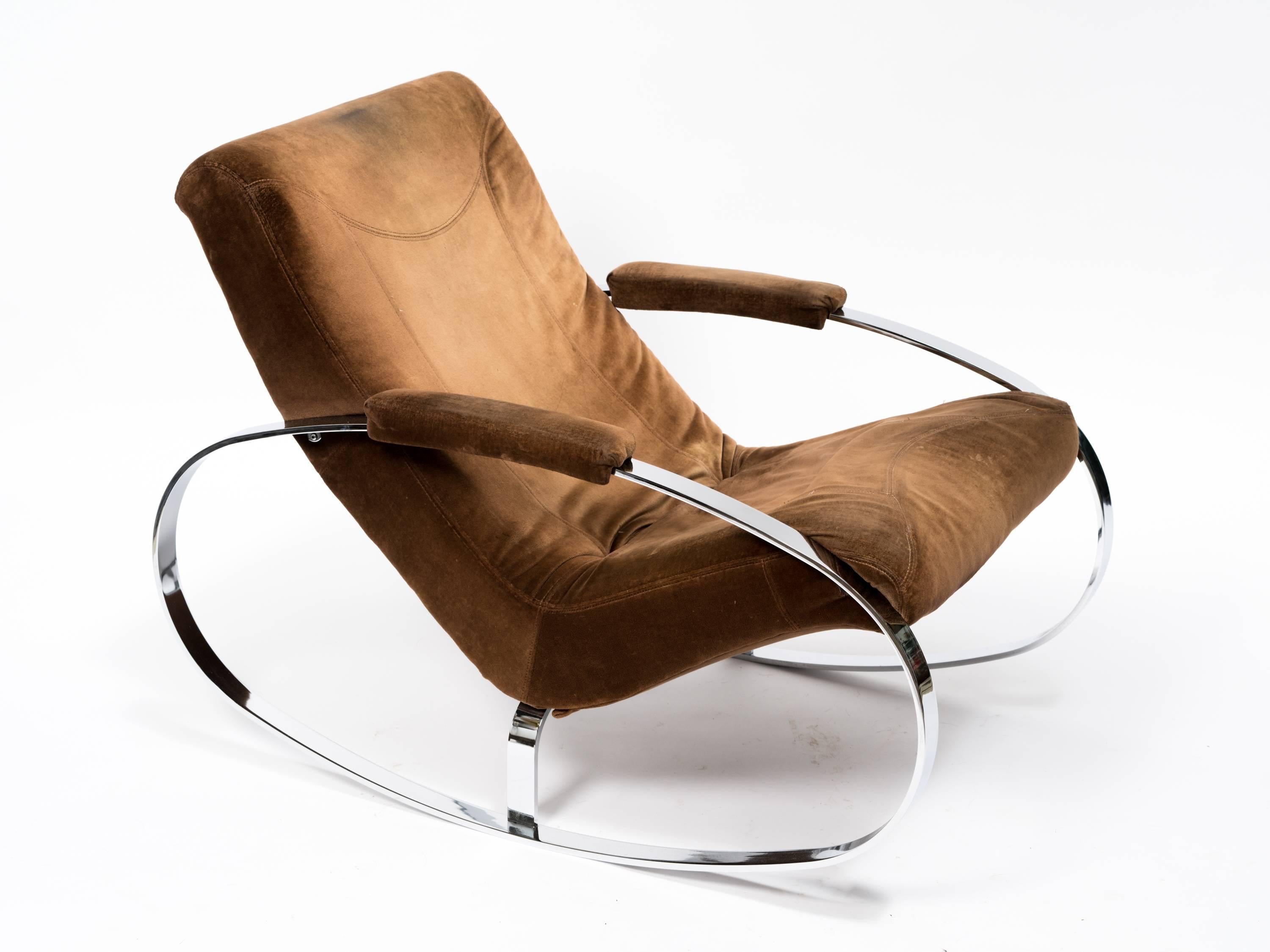 Mid-Century Modern Italian Chrome Rocker by Guido Faleschini