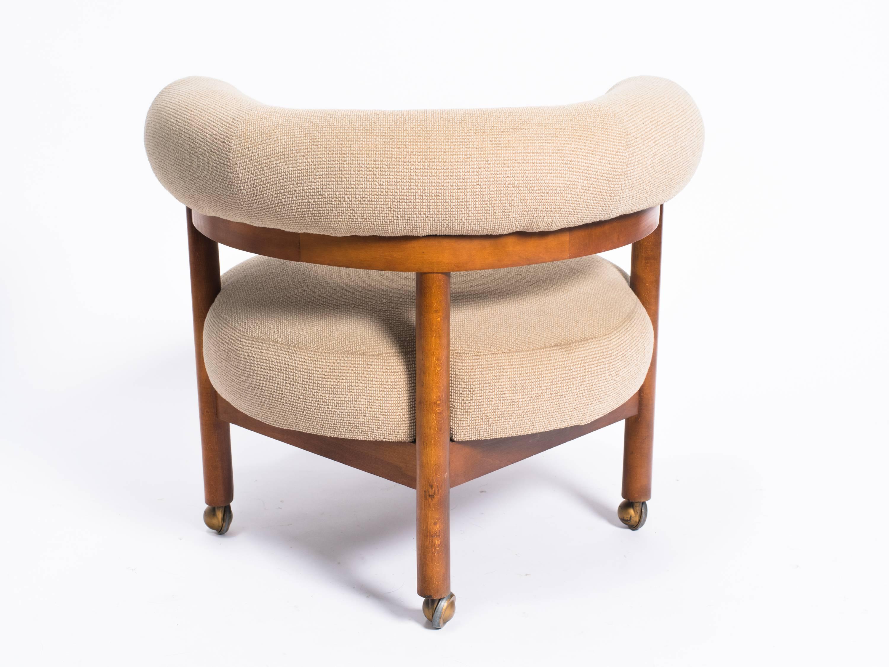 Upholstery Danish Modern Occasional Chair on Casters