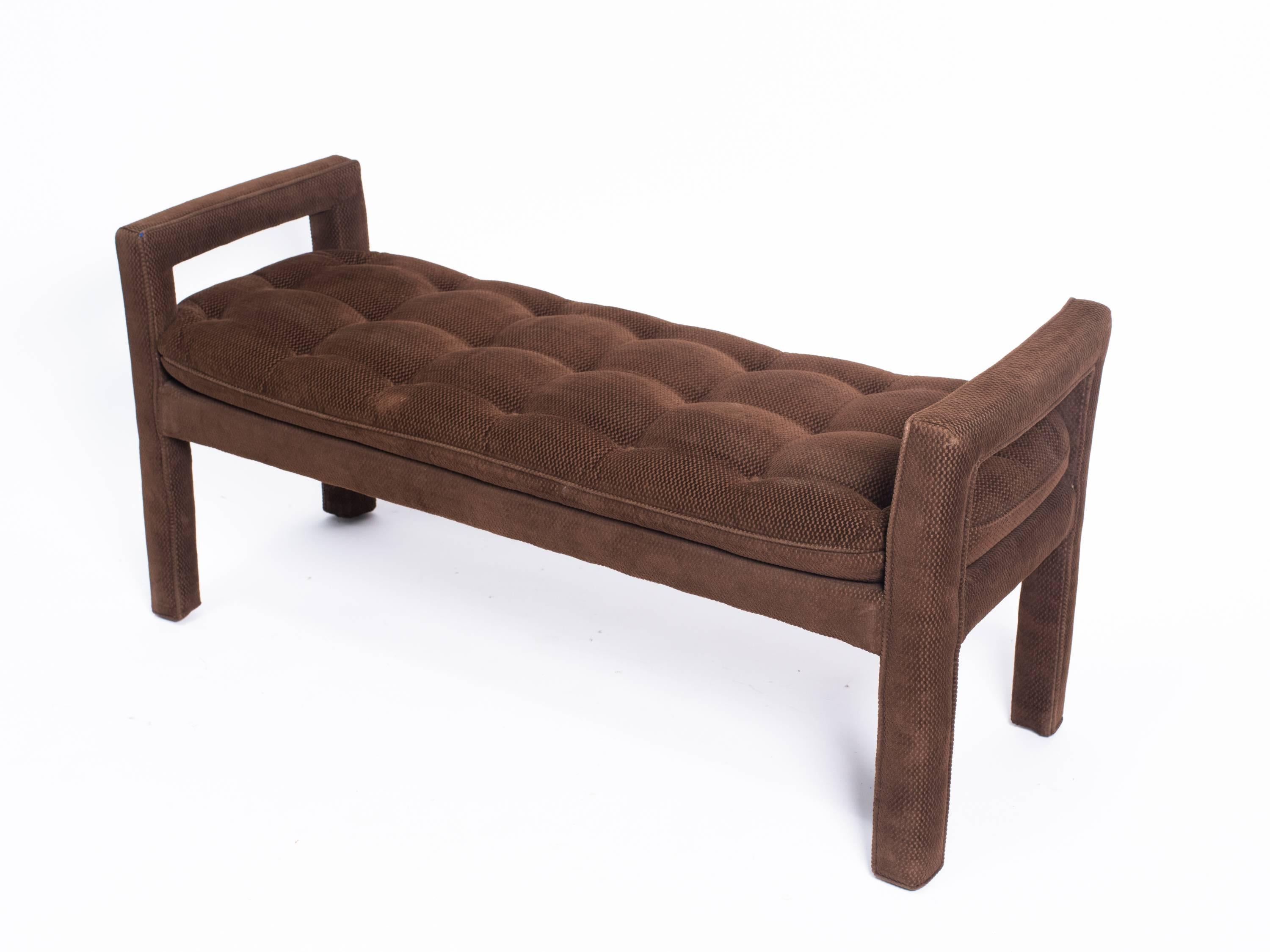 Mid-Century Modern Long Upholstered Tufted Bench