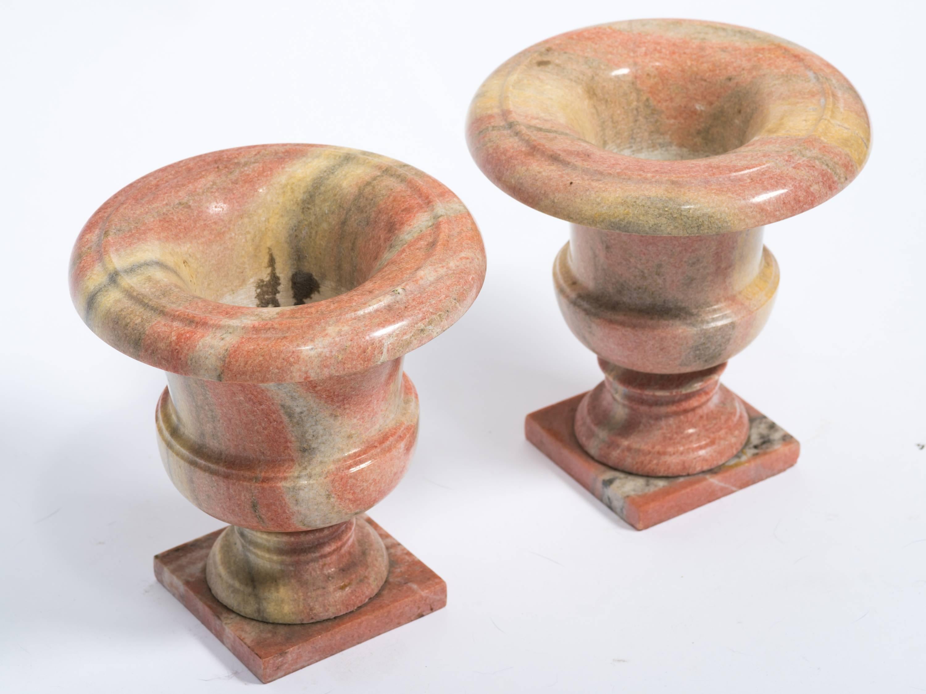 Two Handmade Marble Urns In Good Condition In Tarrytown, NY