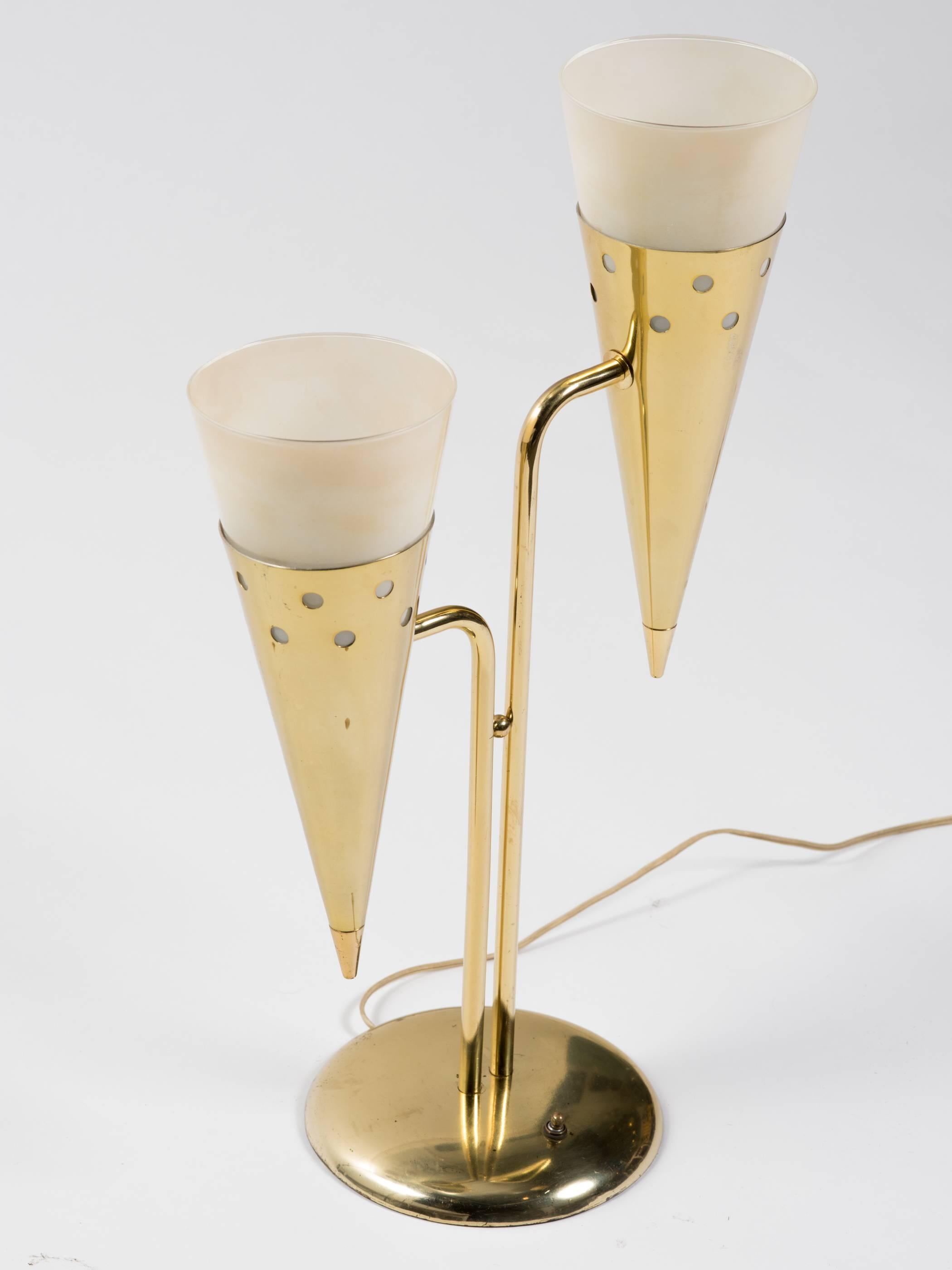 Double light brass lamp by Laurel.
