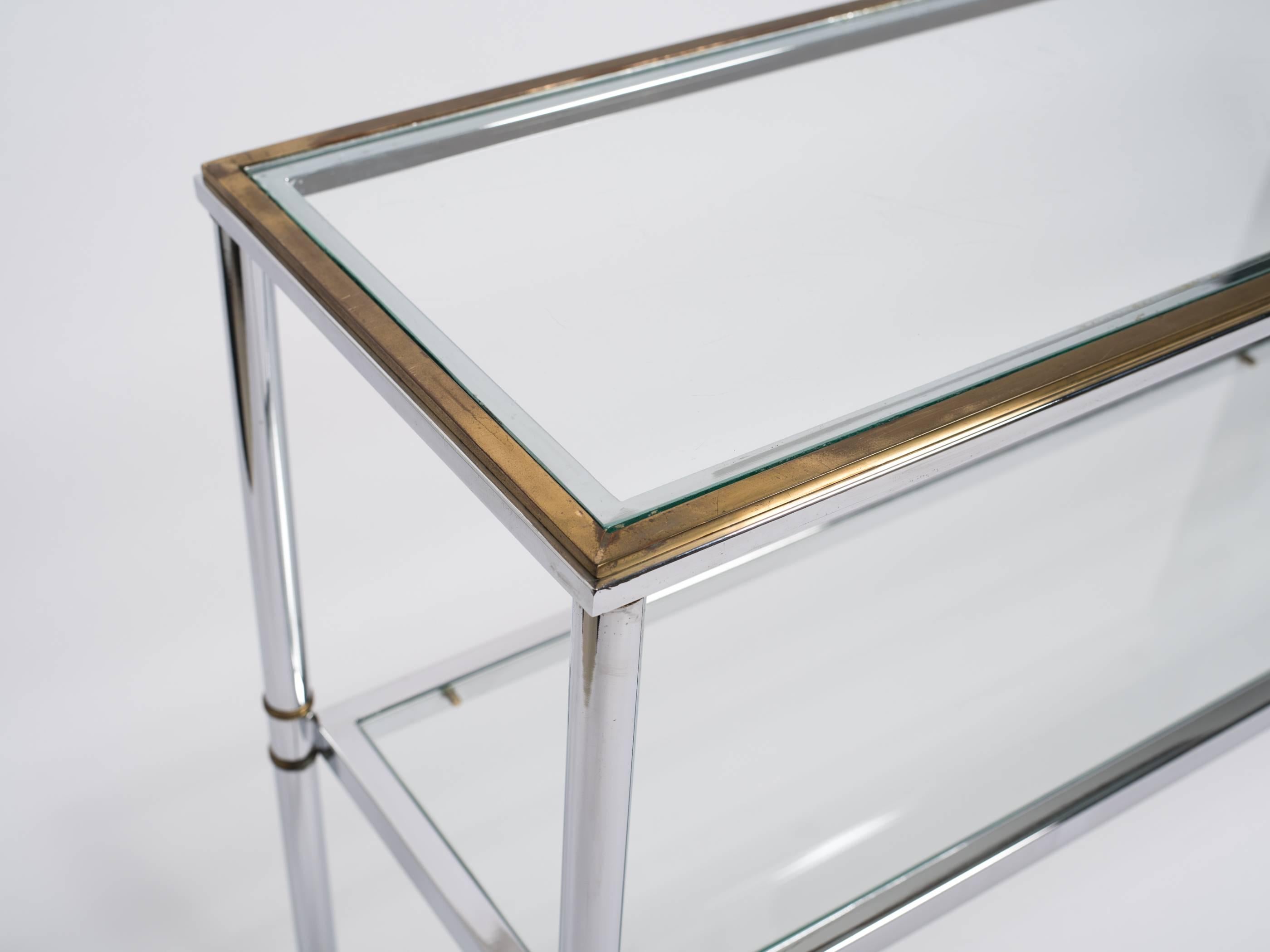 Chrome and Brass Console Table In Good Condition In Tarrytown, NY