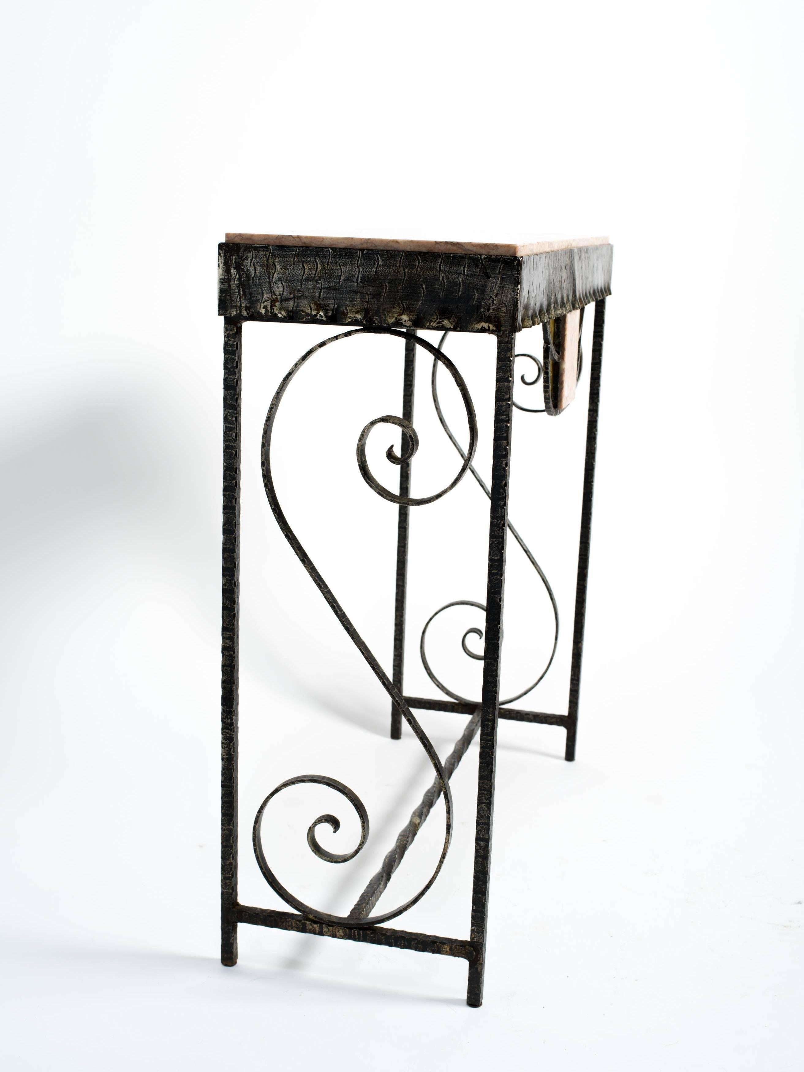 Art Deco Style Iron and Marble Console Table 2