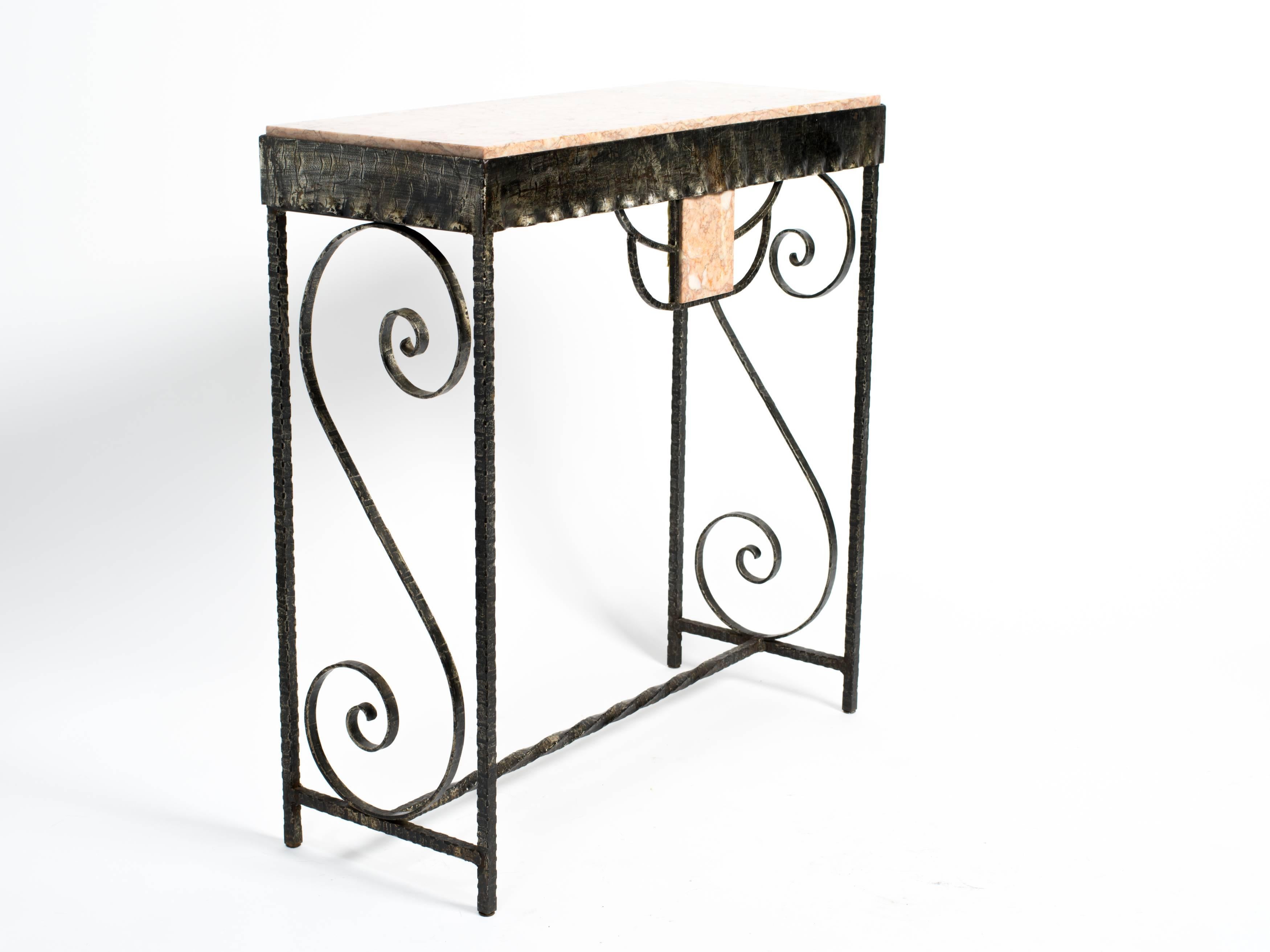 Art Deco Style Iron and Marble Console Table 1