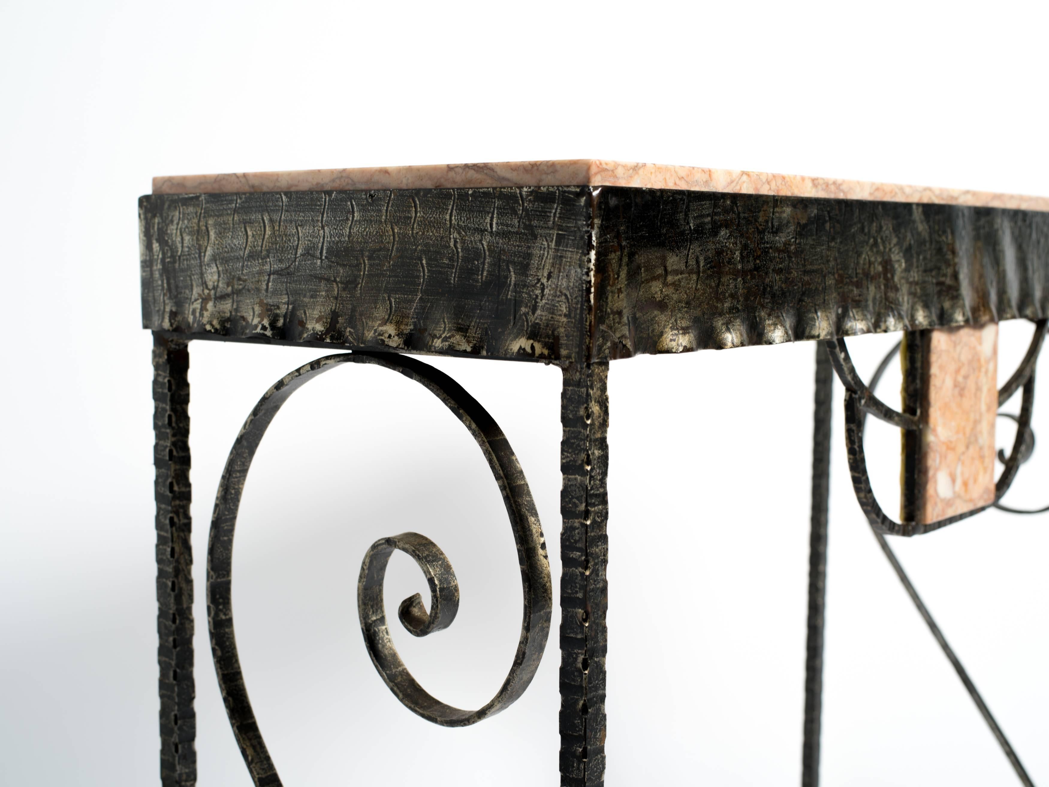 Art Deco Style Iron and Marble Console Table 3