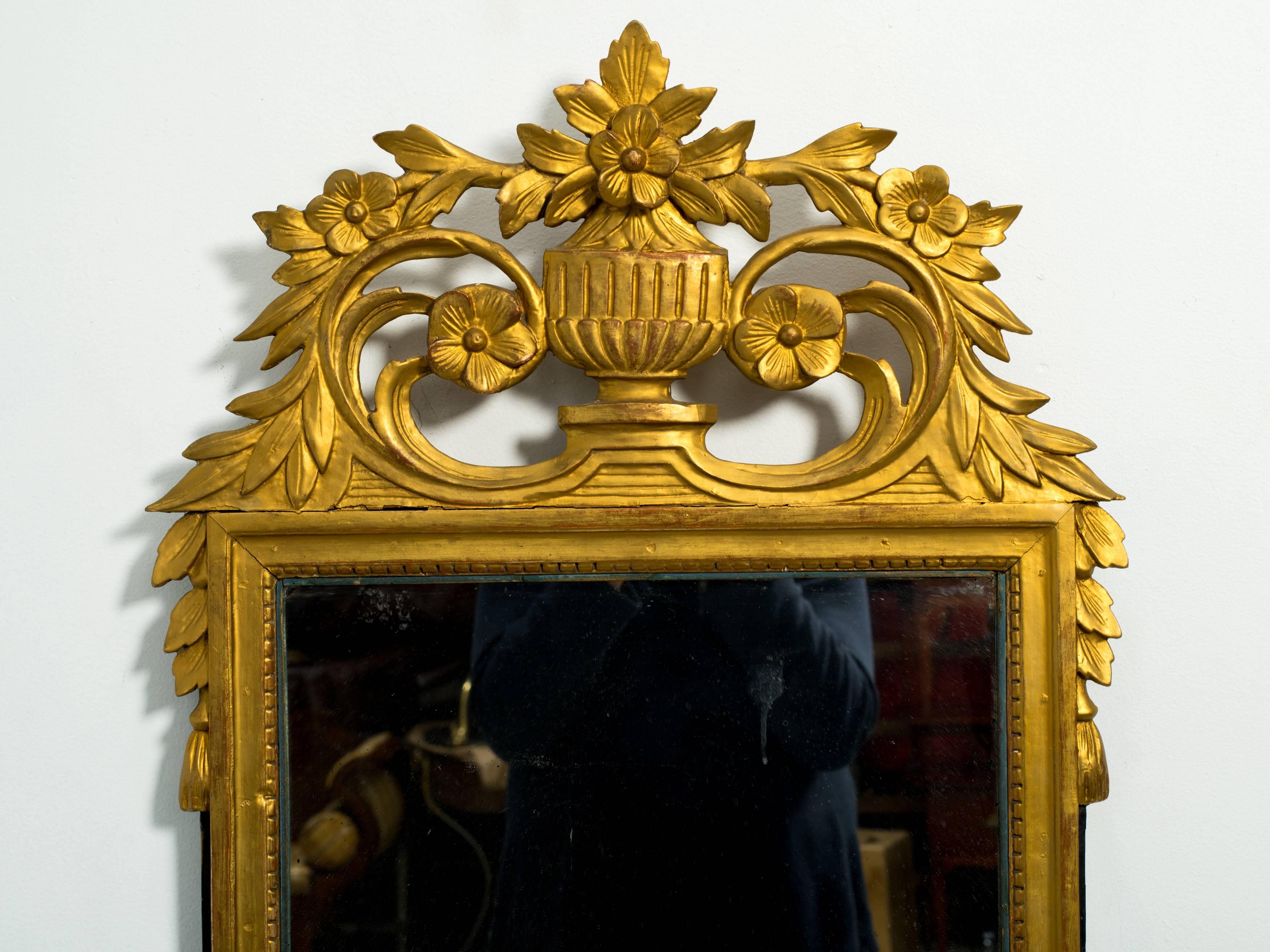 Hand-Carved Carved Giltwood French Wall Mirror For Sale