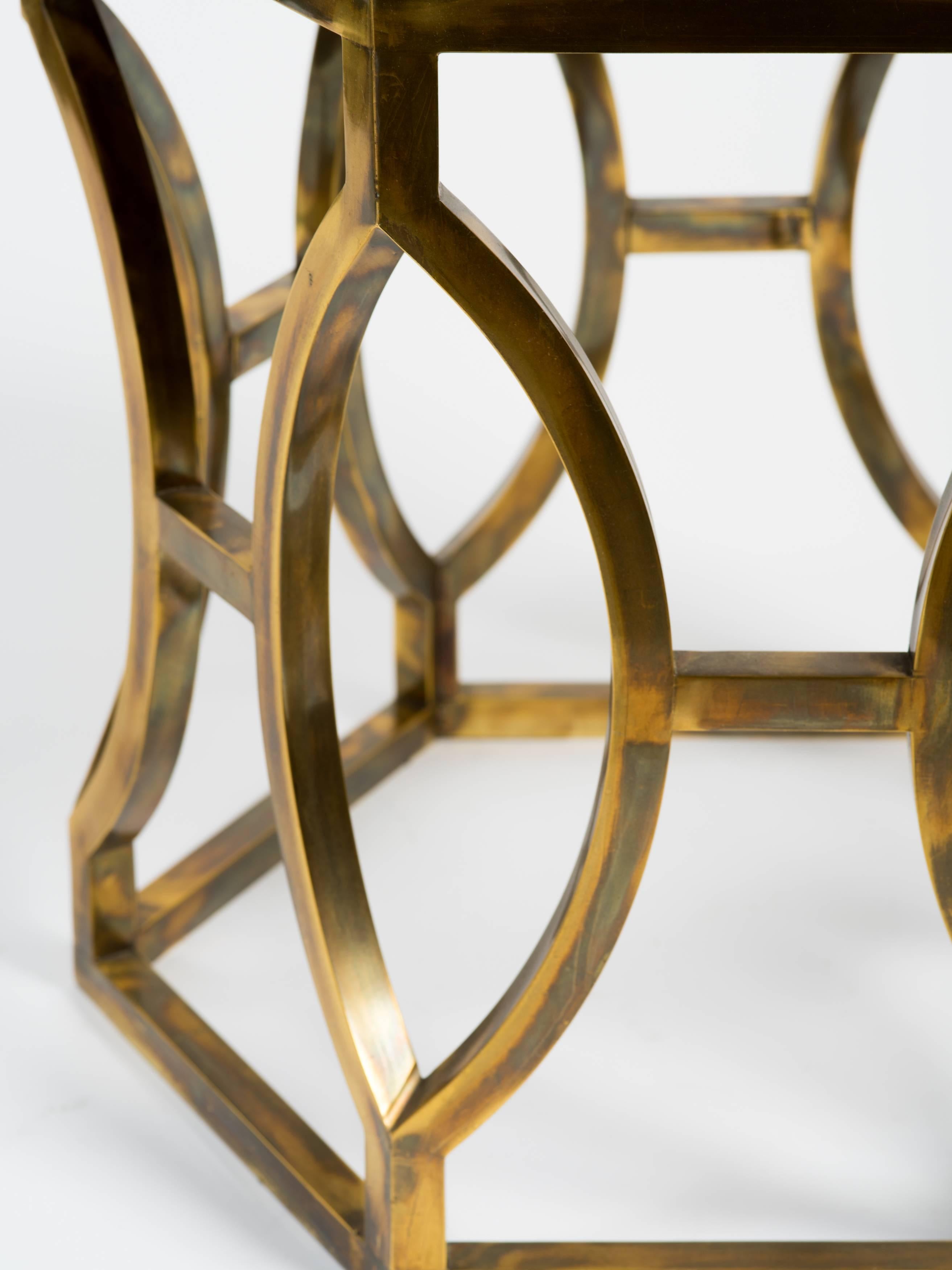 Hollywood Regency Style Brass and Polished Stone Occasional Table 1