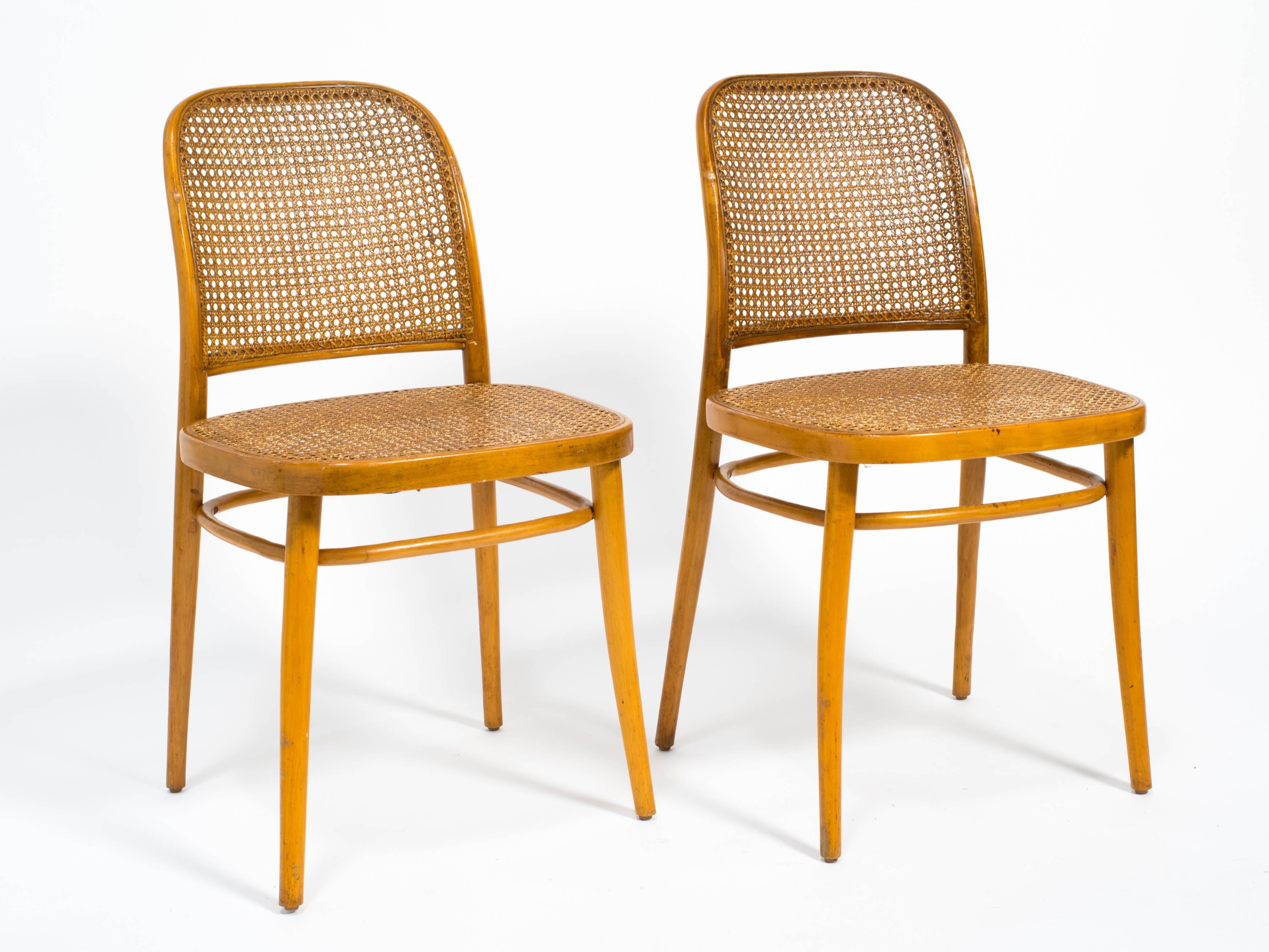 Set of four Prague style bentwood chairs by Ligna. All are signed.
