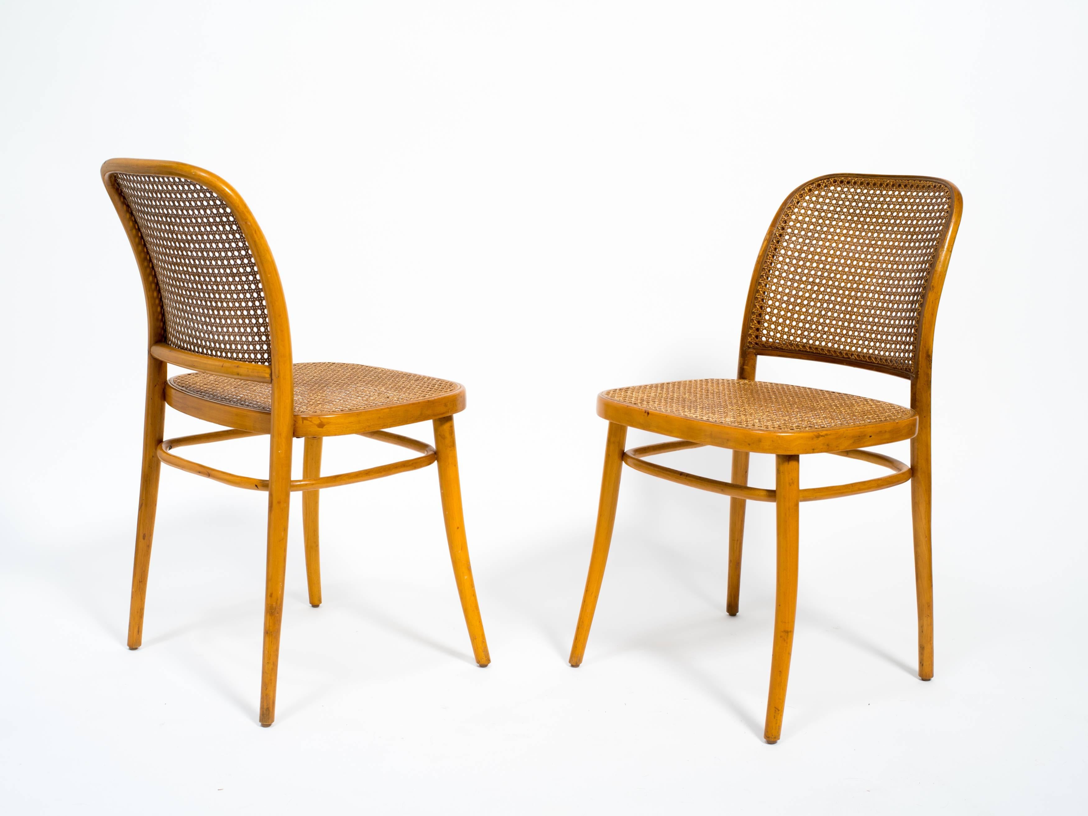 Czech Set of Four Prague Style Bentwood Chairs by Ligna