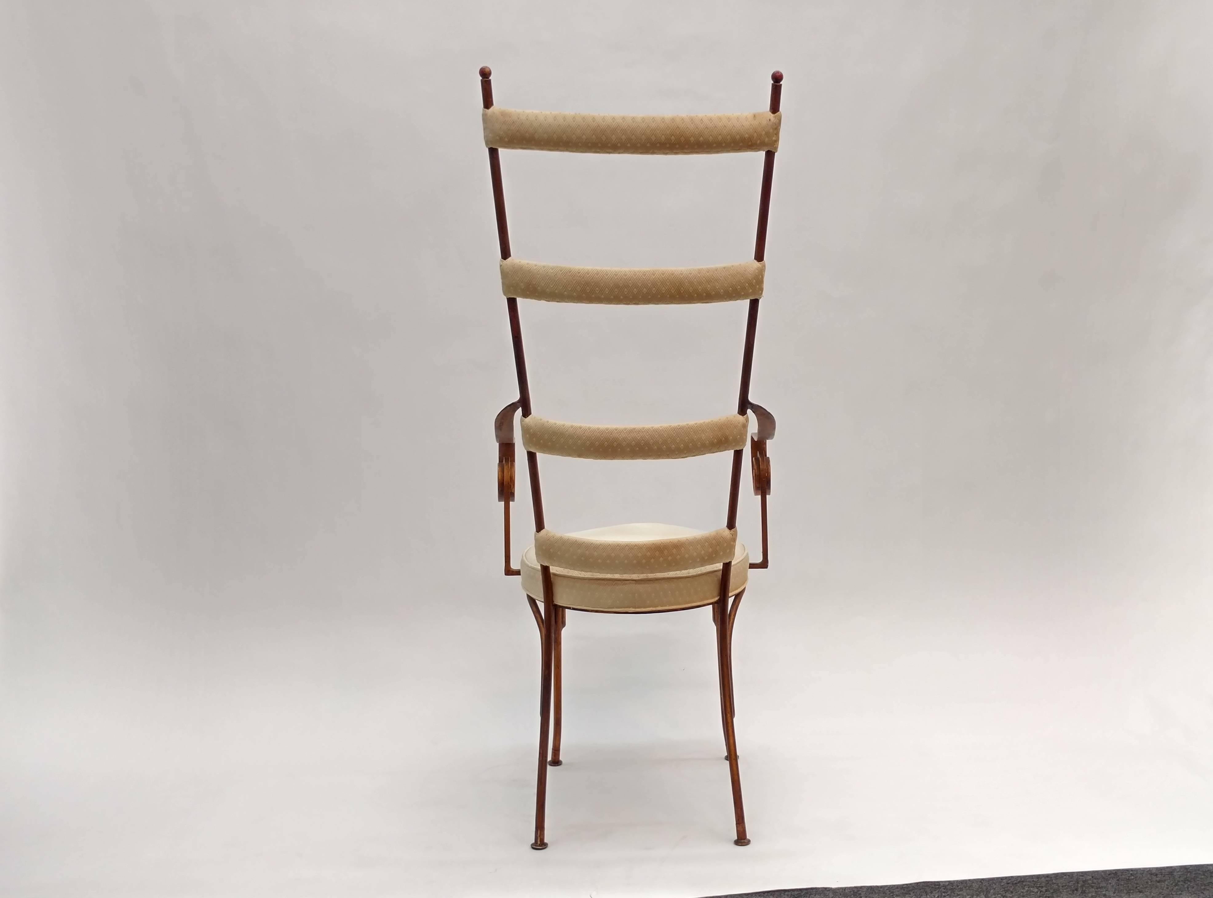 Italian Gilt Metal Mid-Century Chair 4