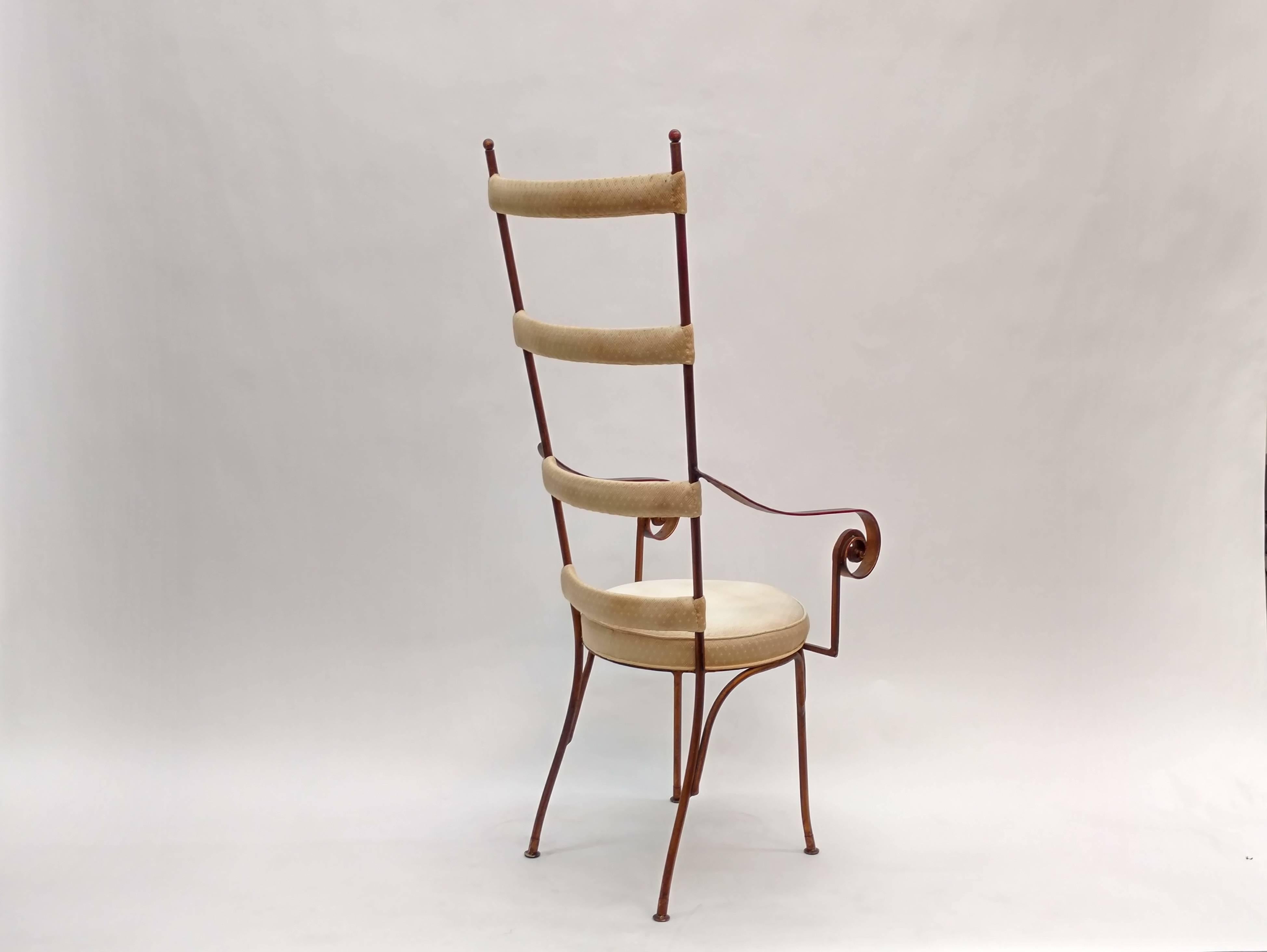 Italian Gilt Metal Mid-Century Chair 2
