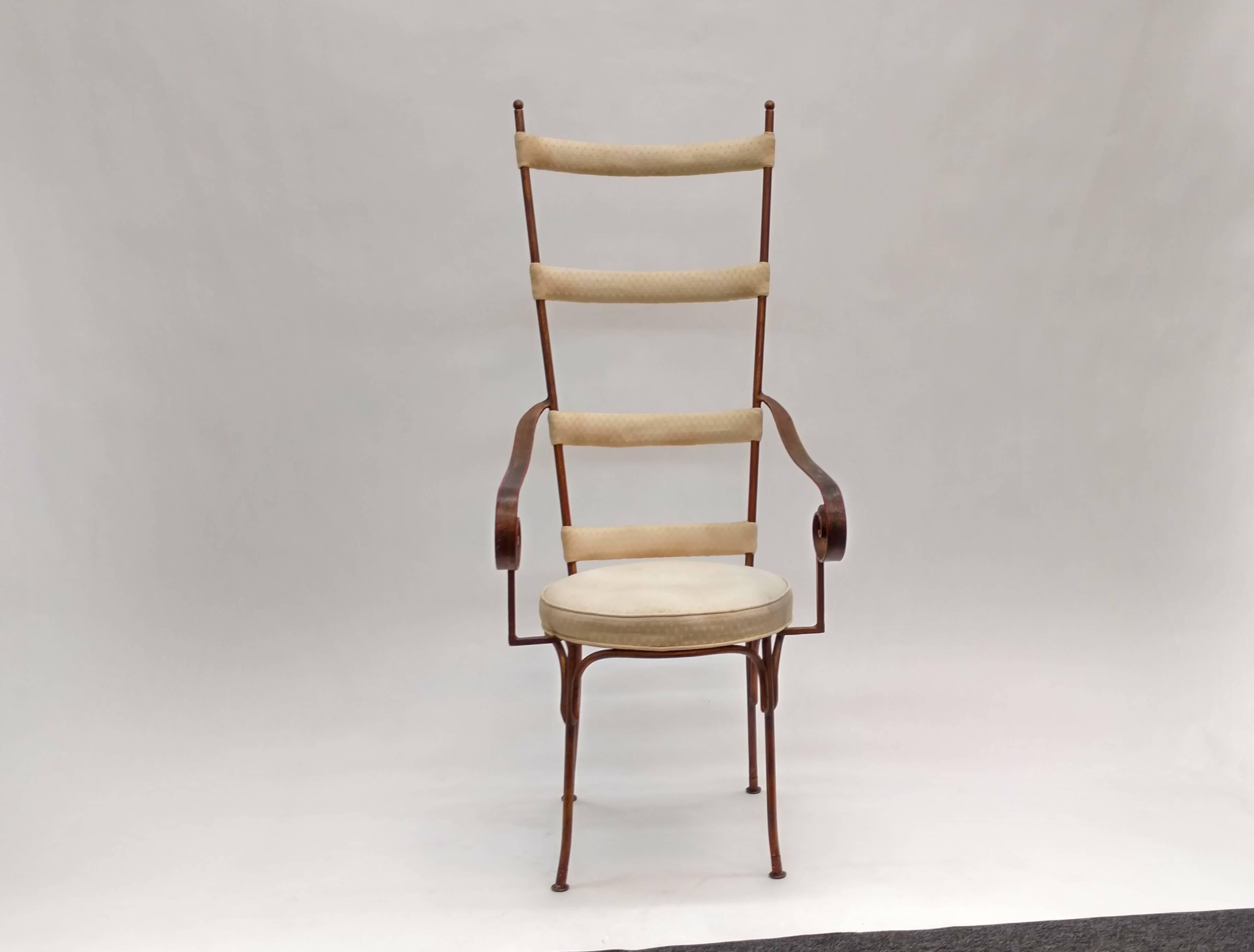 Italian Gilt Metal Mid-Century Chair 3