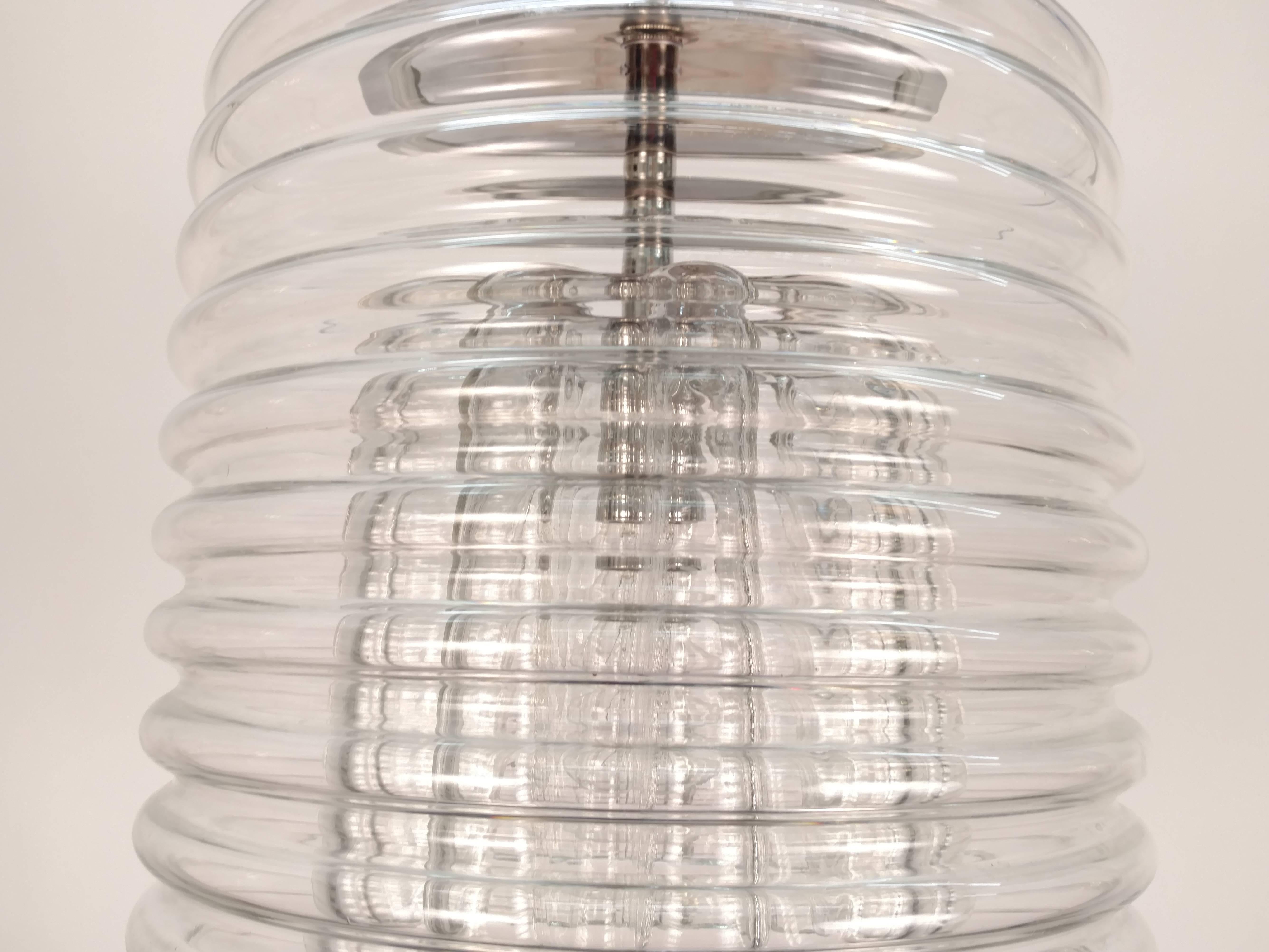 Swedish Clear Ribbed Glass Pendant For Sale