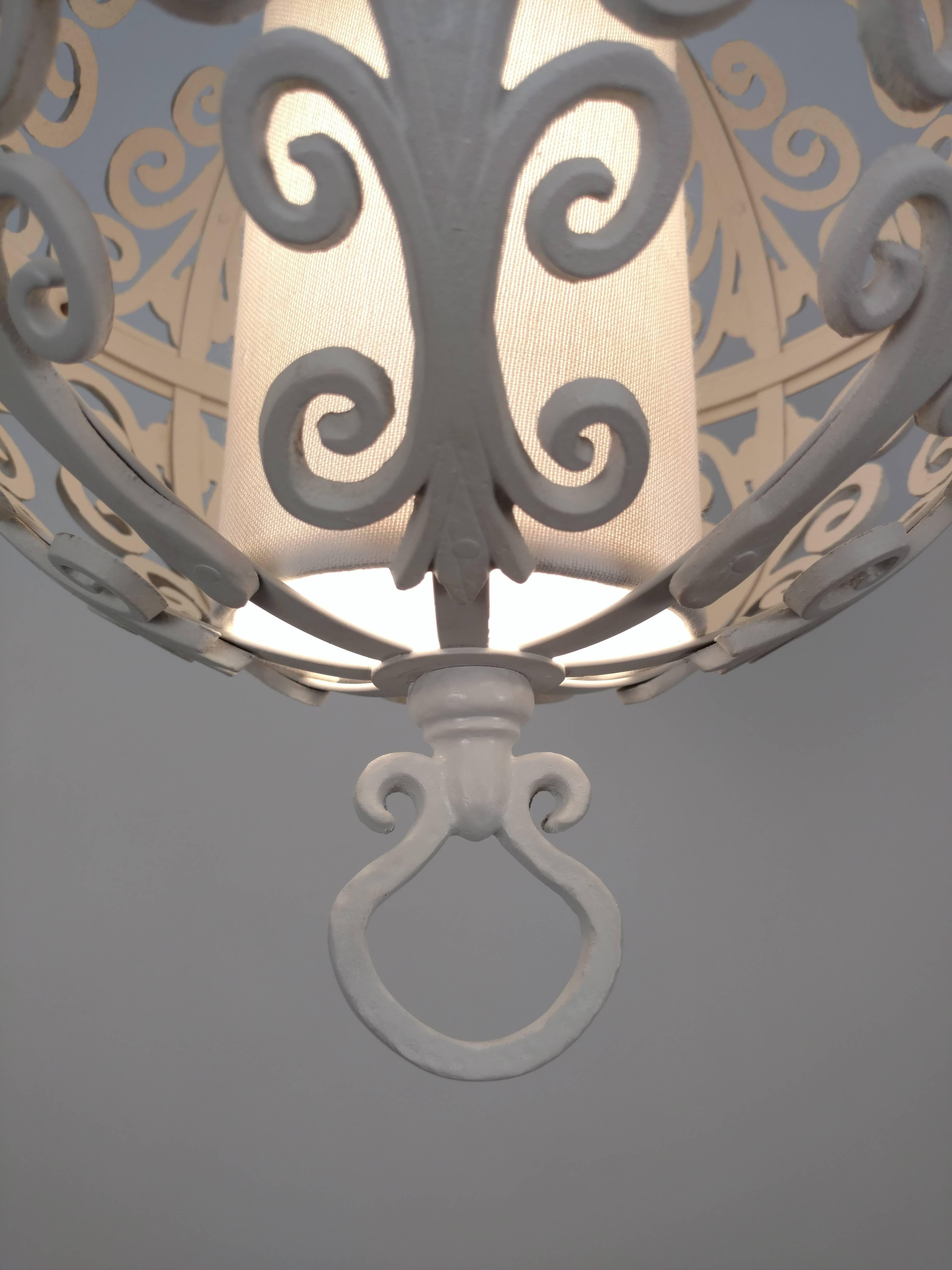 Aluminum White Round Ornate Chandelier Pendant For Sale