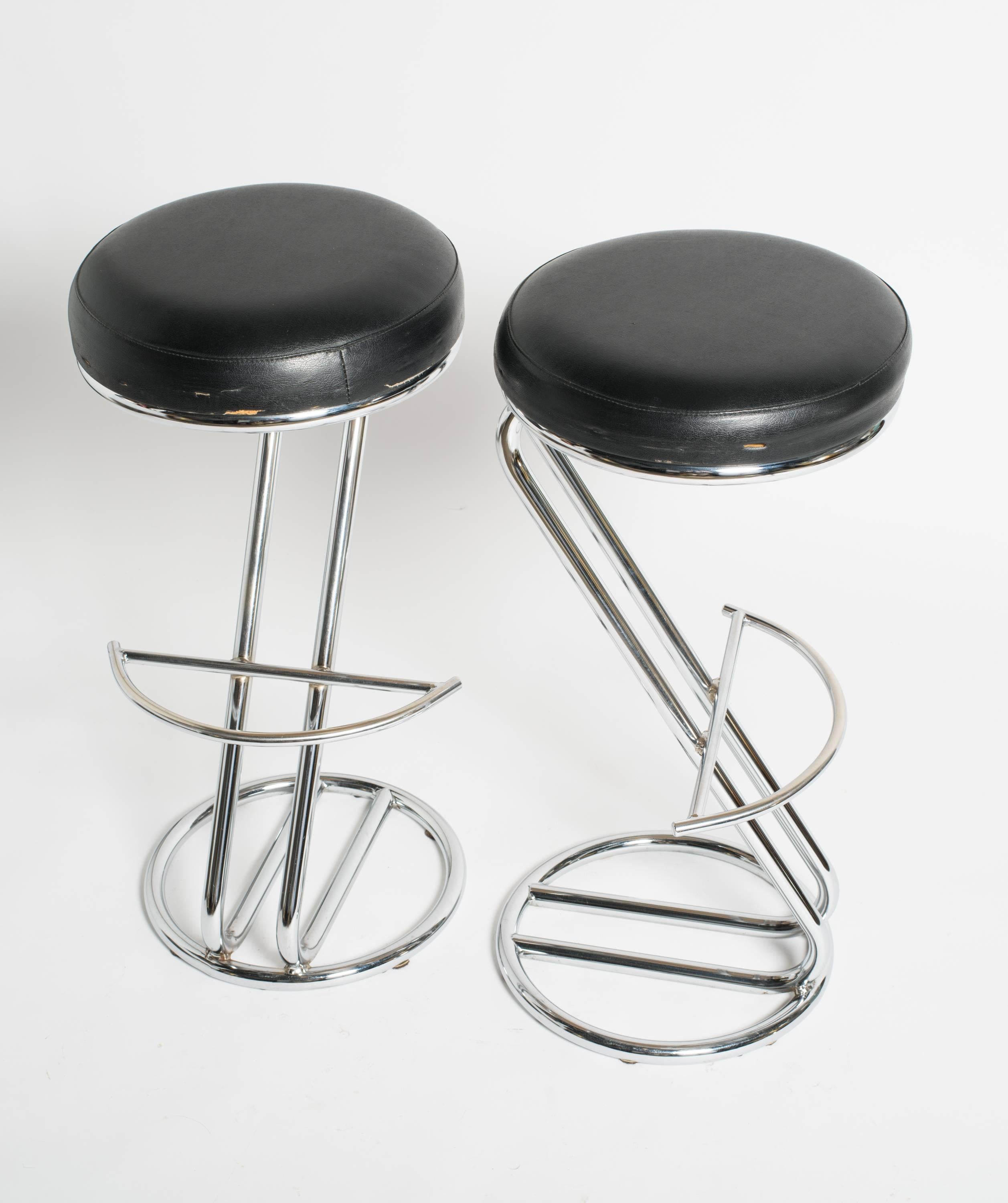 Pair of Art Deco style Italian chrome stools.