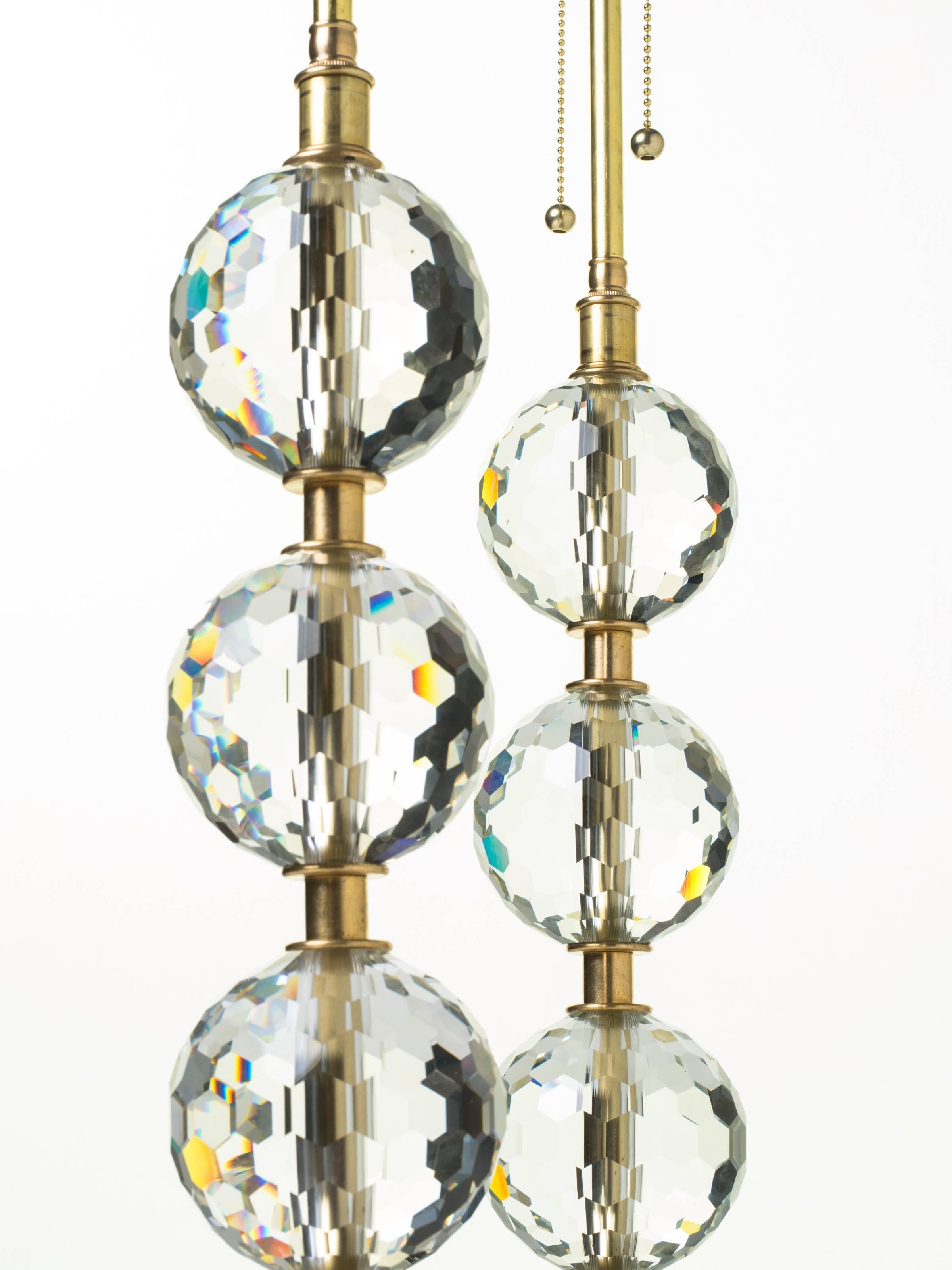 Italian Pair of Faceted Glass Lamps