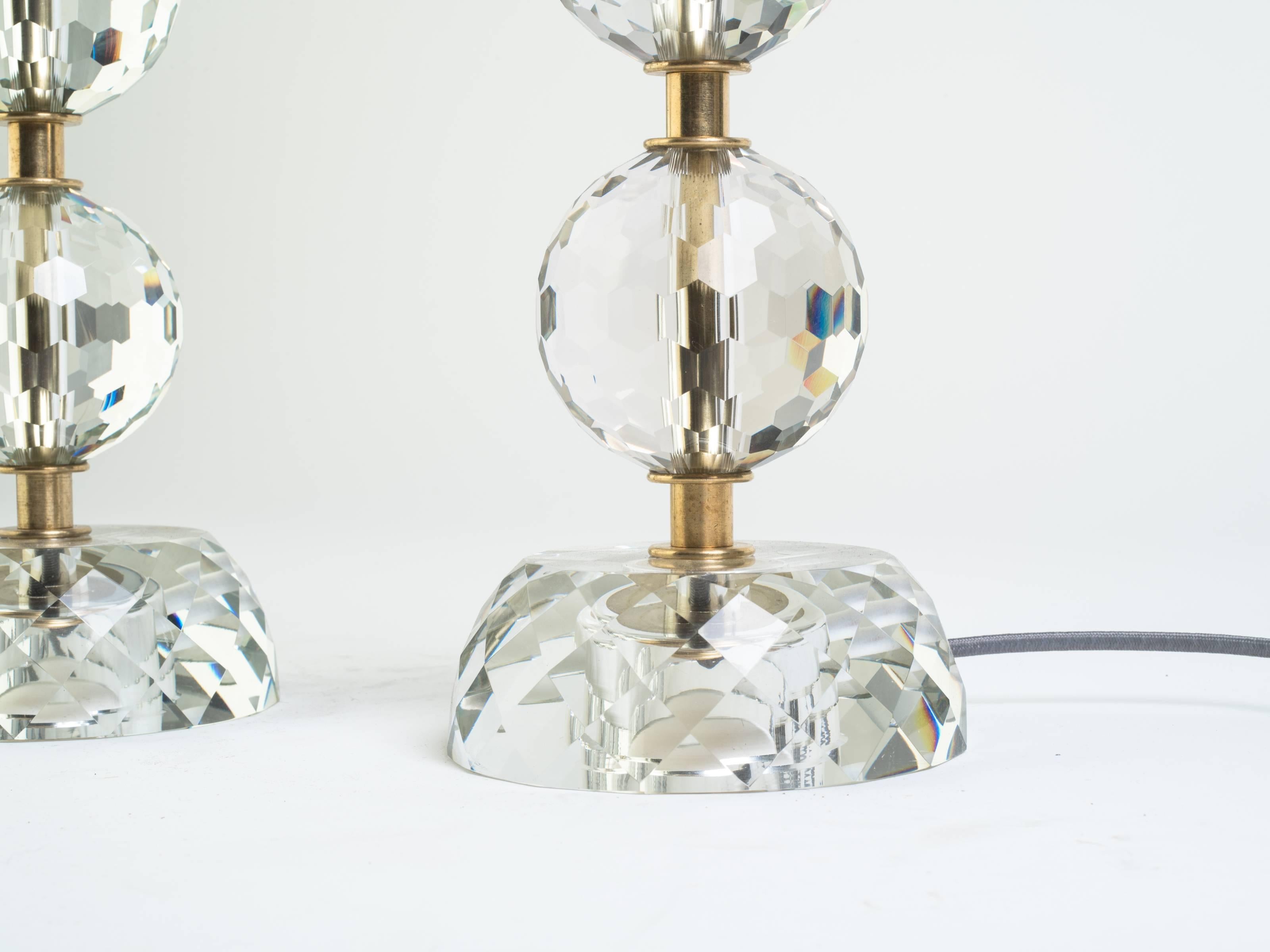 Pair of Faceted Glass Lamps 1
