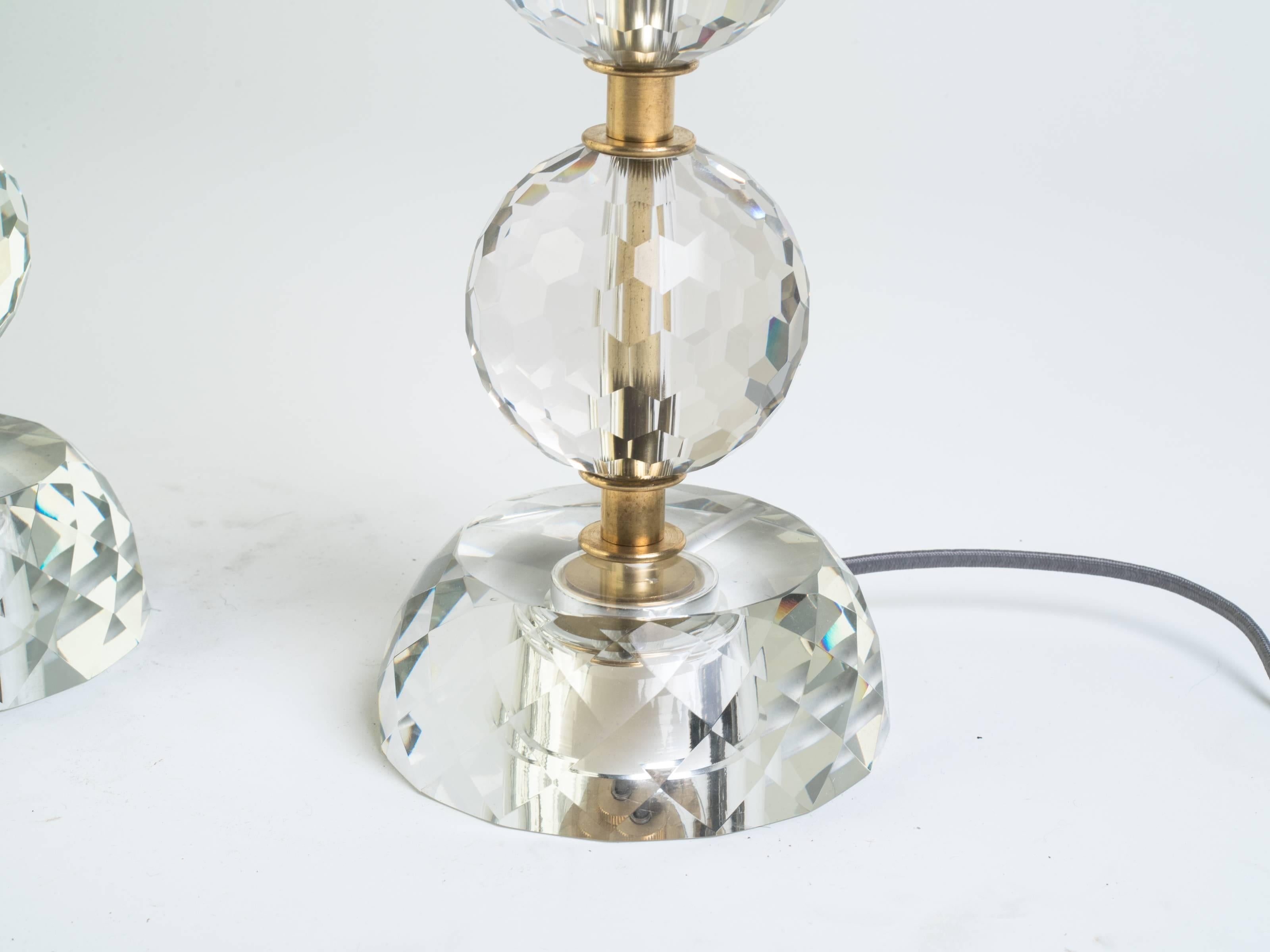 Pair of Faceted Glass Lamps 2