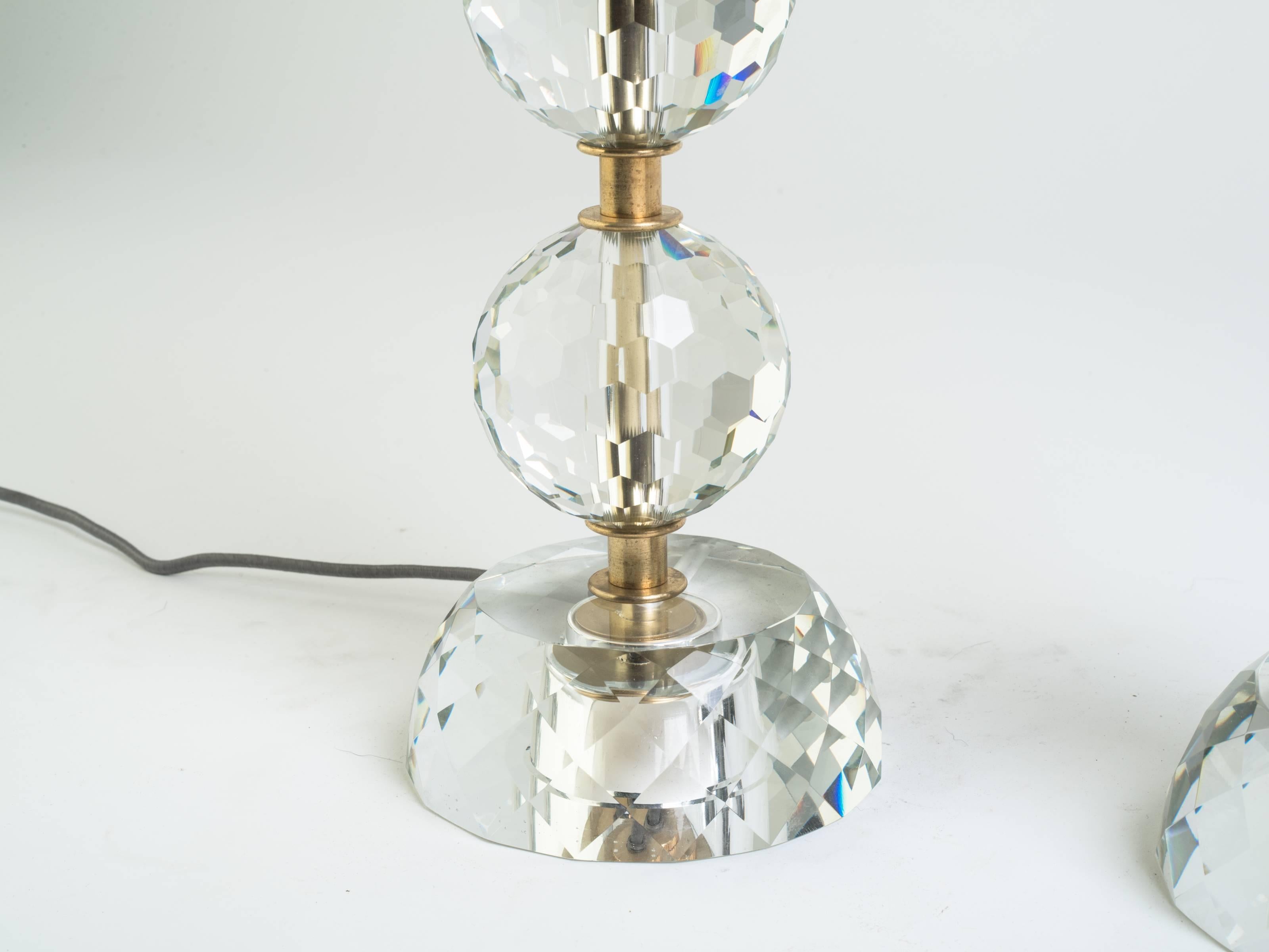 Pair of Faceted Glass Lamps 3