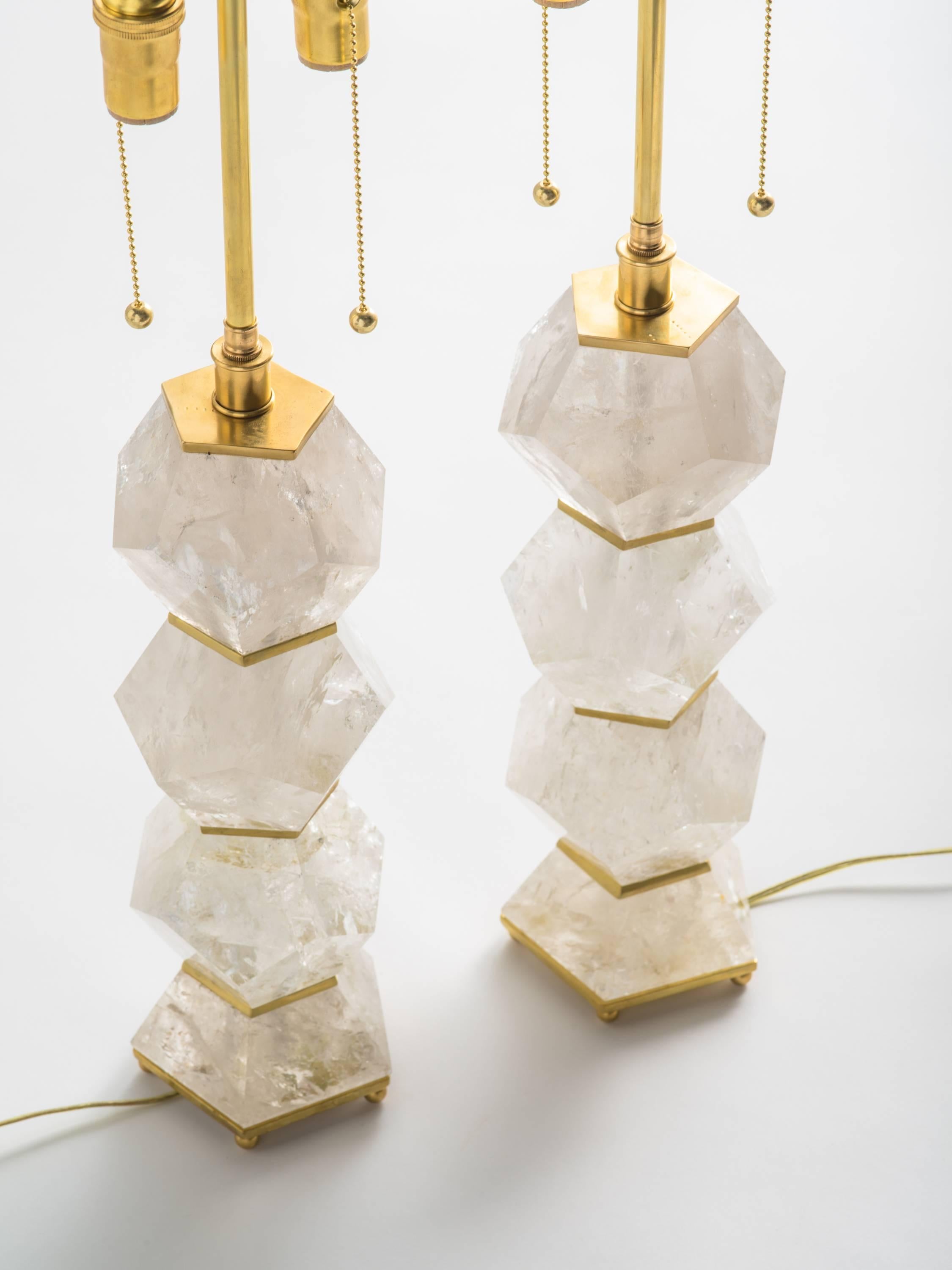 Hand-Crafted Classic Rock Crystal Quartz Lamps - 