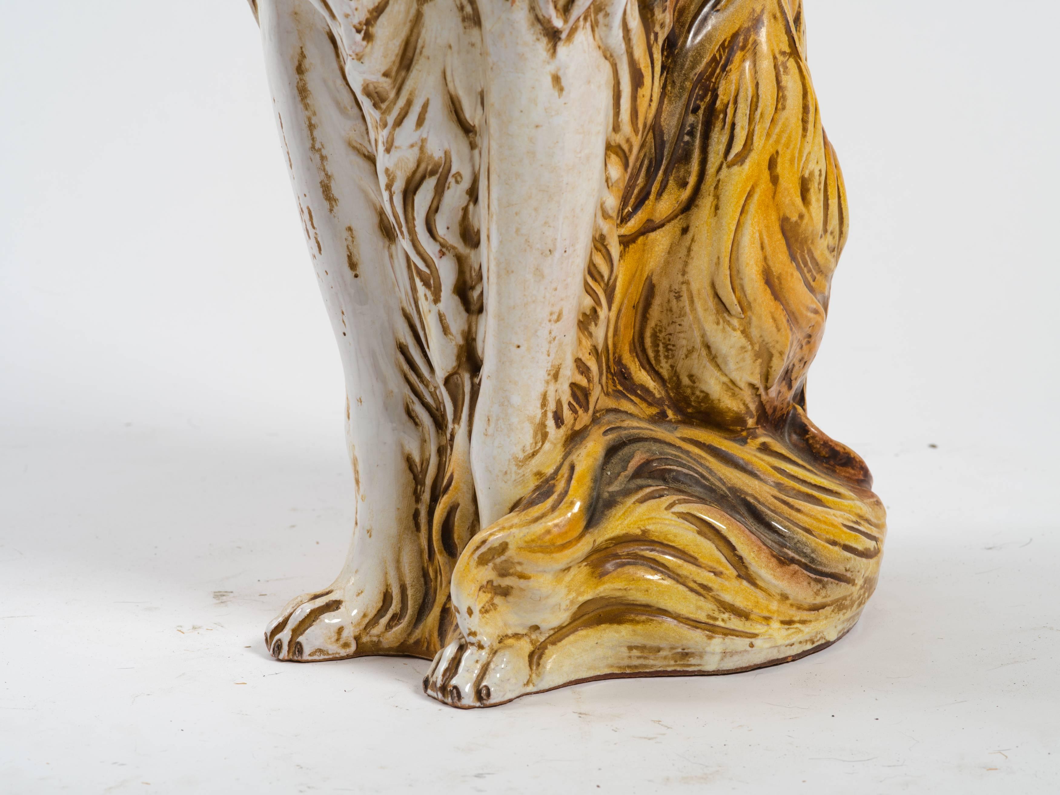 Italian Terracotta Collie Statue In Good Condition In Tarrytown, NY