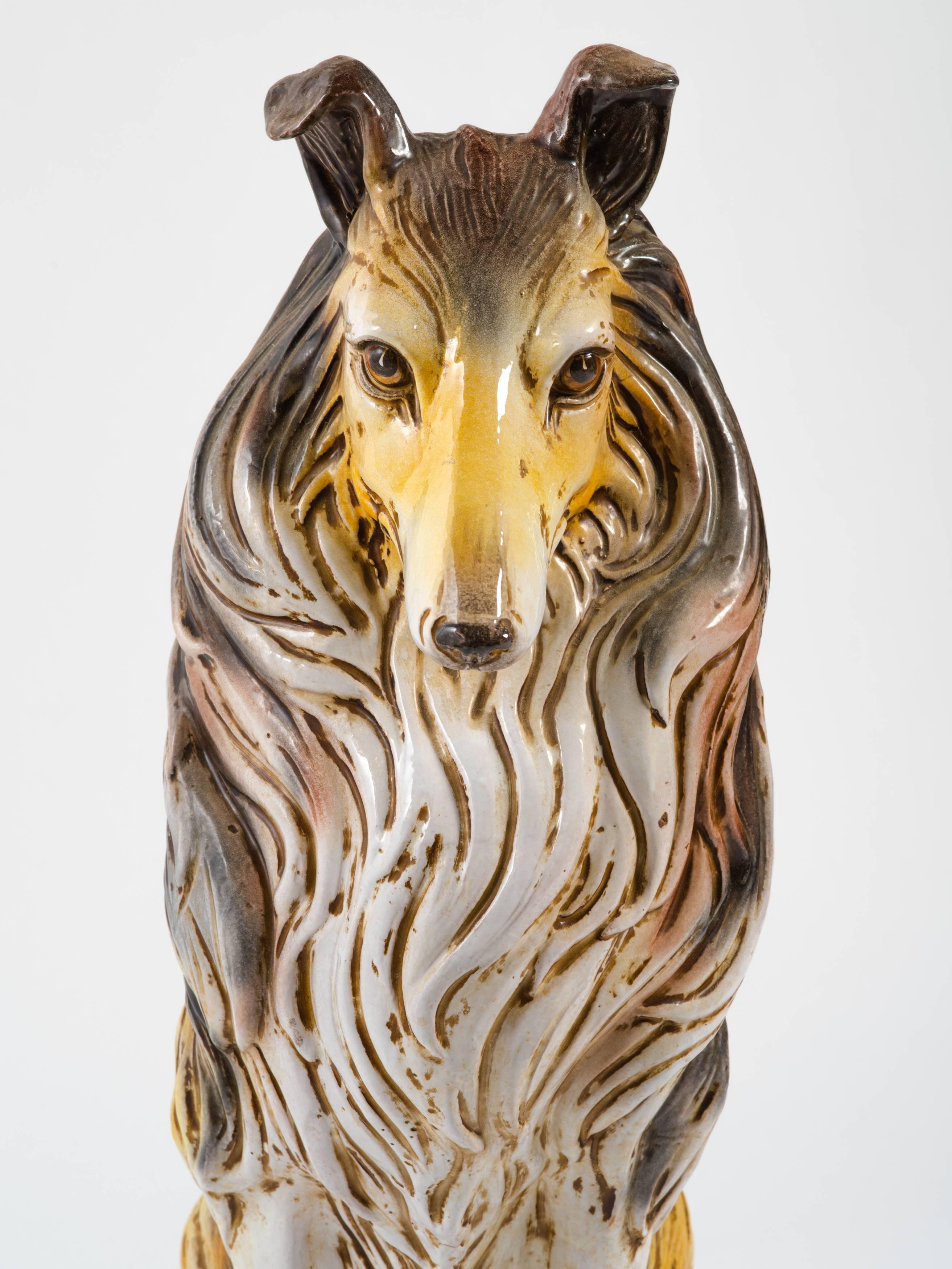 Mid-20th Century Italian Terracotta Collie Statue