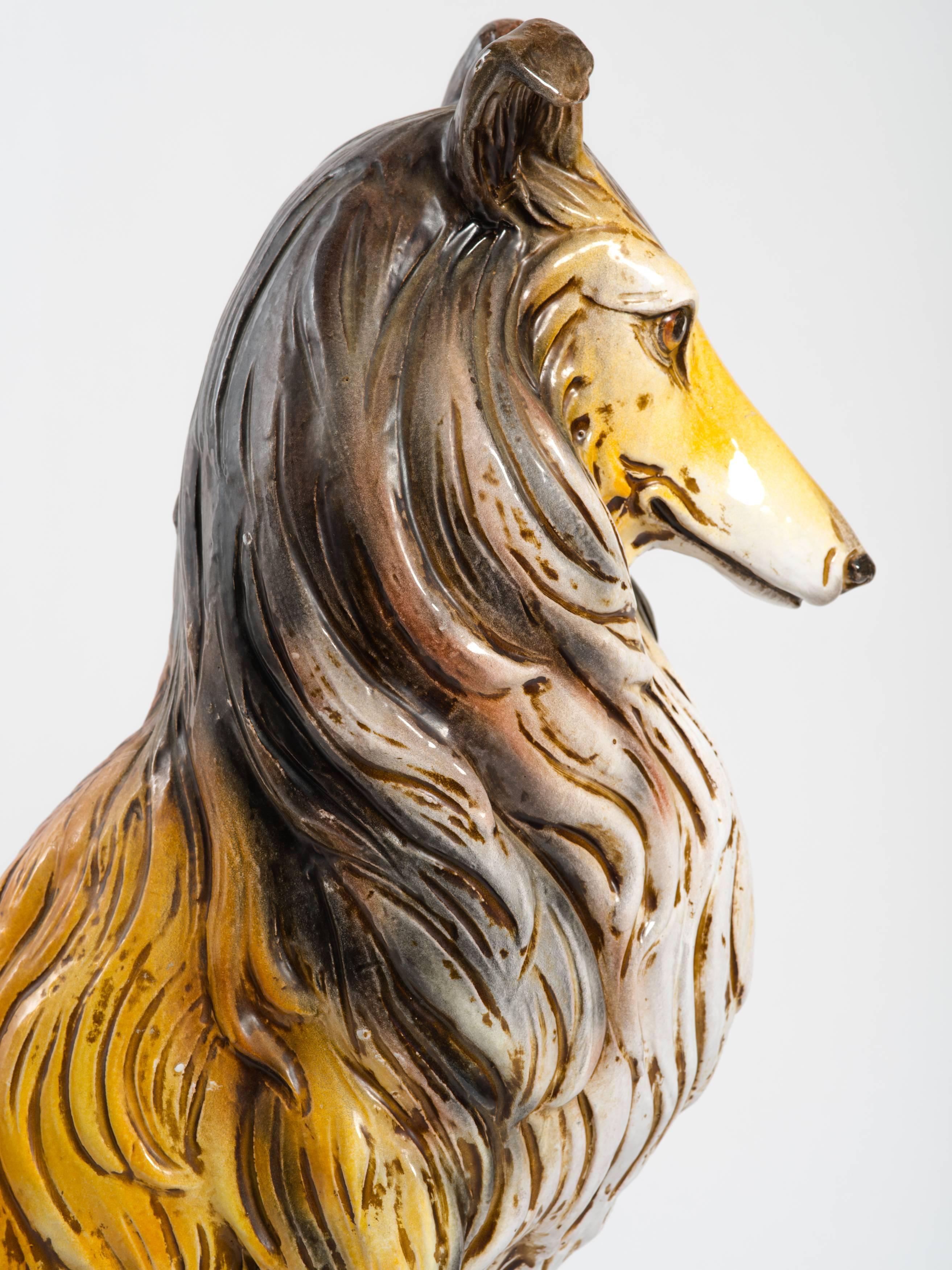 Italian Terracotta Collie Statue 3