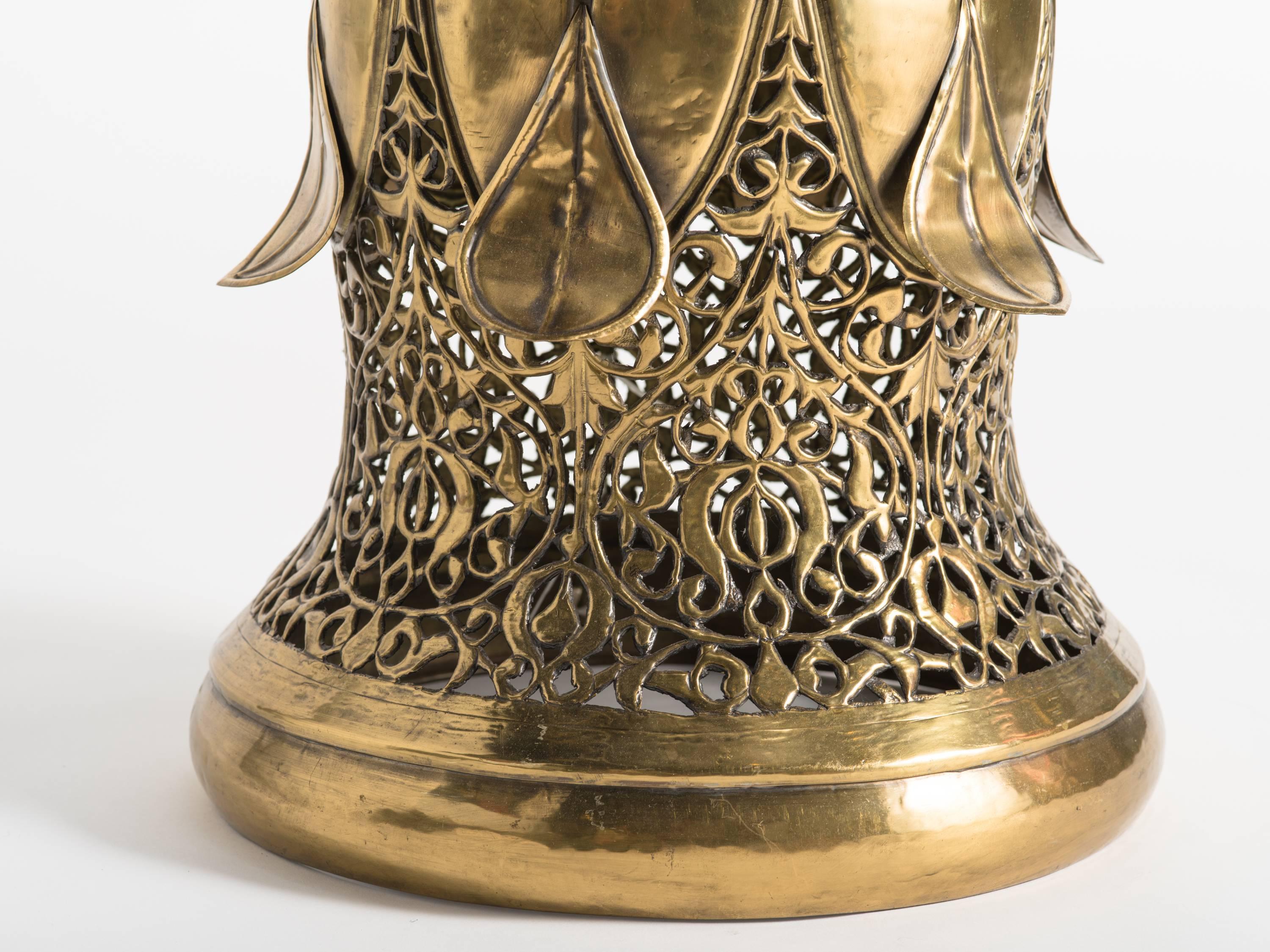 Malaysian Large  Brass Middle Eastern Table  Lamp For Sale