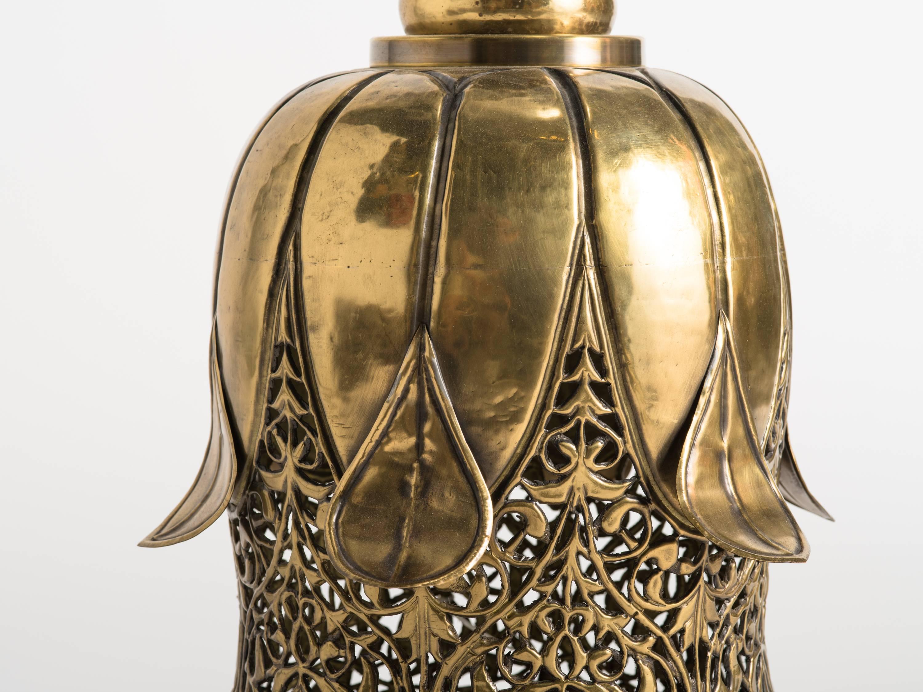Large  Brass Middle Eastern Table  Lamp In Excellent Condition For Sale In Tarrytown, NY