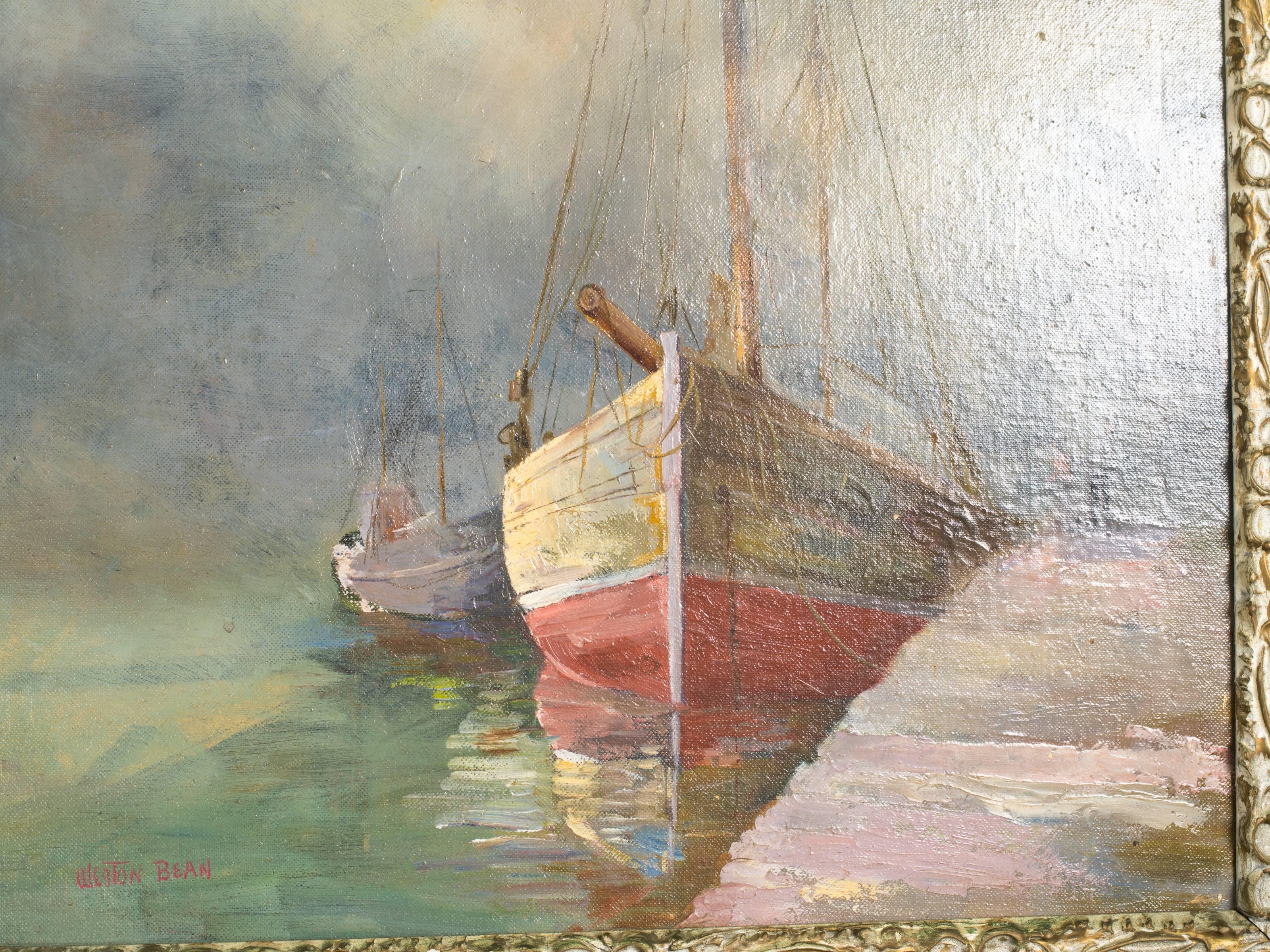 Mid-20th Century Seascape Sailboat Painting by Weston Bean