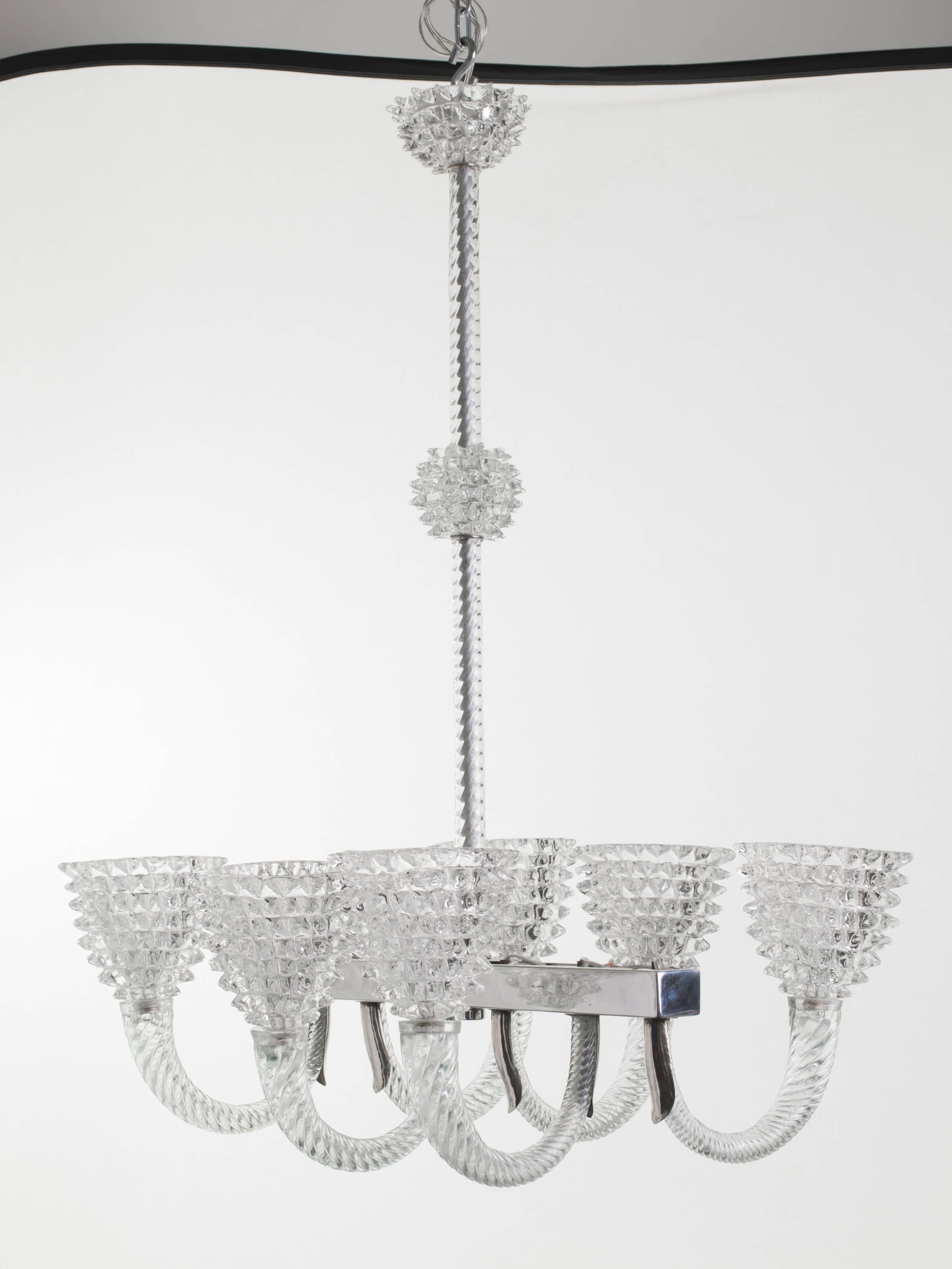 Murano Glass Chandelier by Ercole Barovier For Sale 4