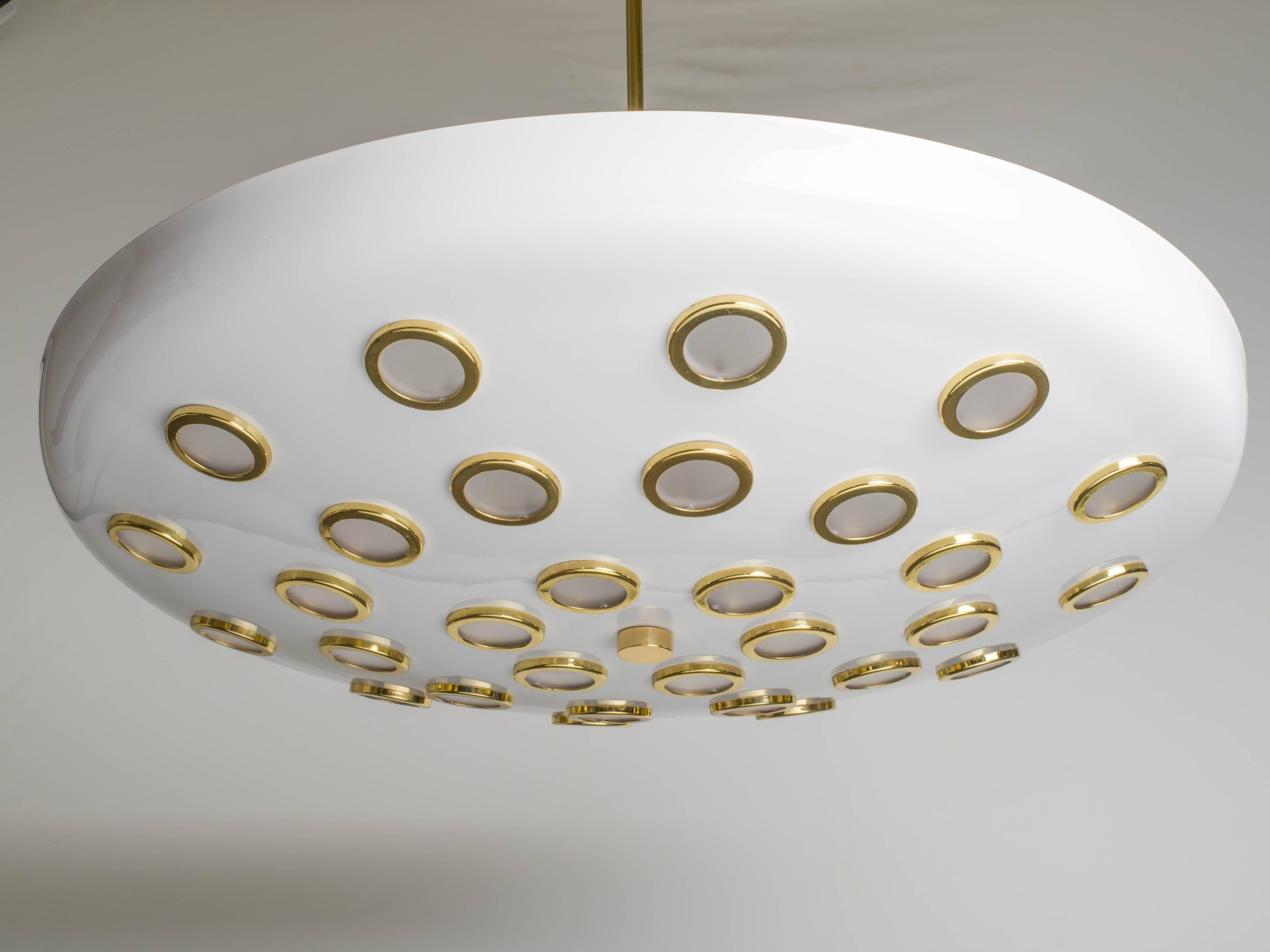 Contemporary Pair of Large Dome Chandelier in the Manner of Angelo Lelli For Sale