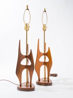 Midcentury Sculptural Teak Lamps