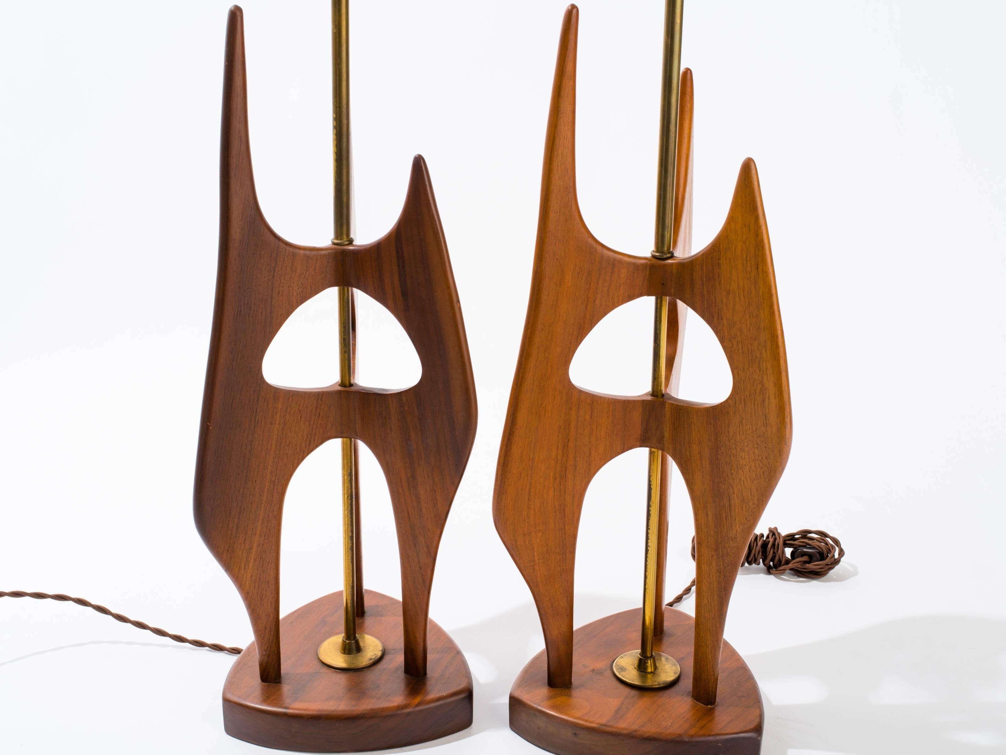 Midcentury Sculptural Teak Lamps For Sale 1