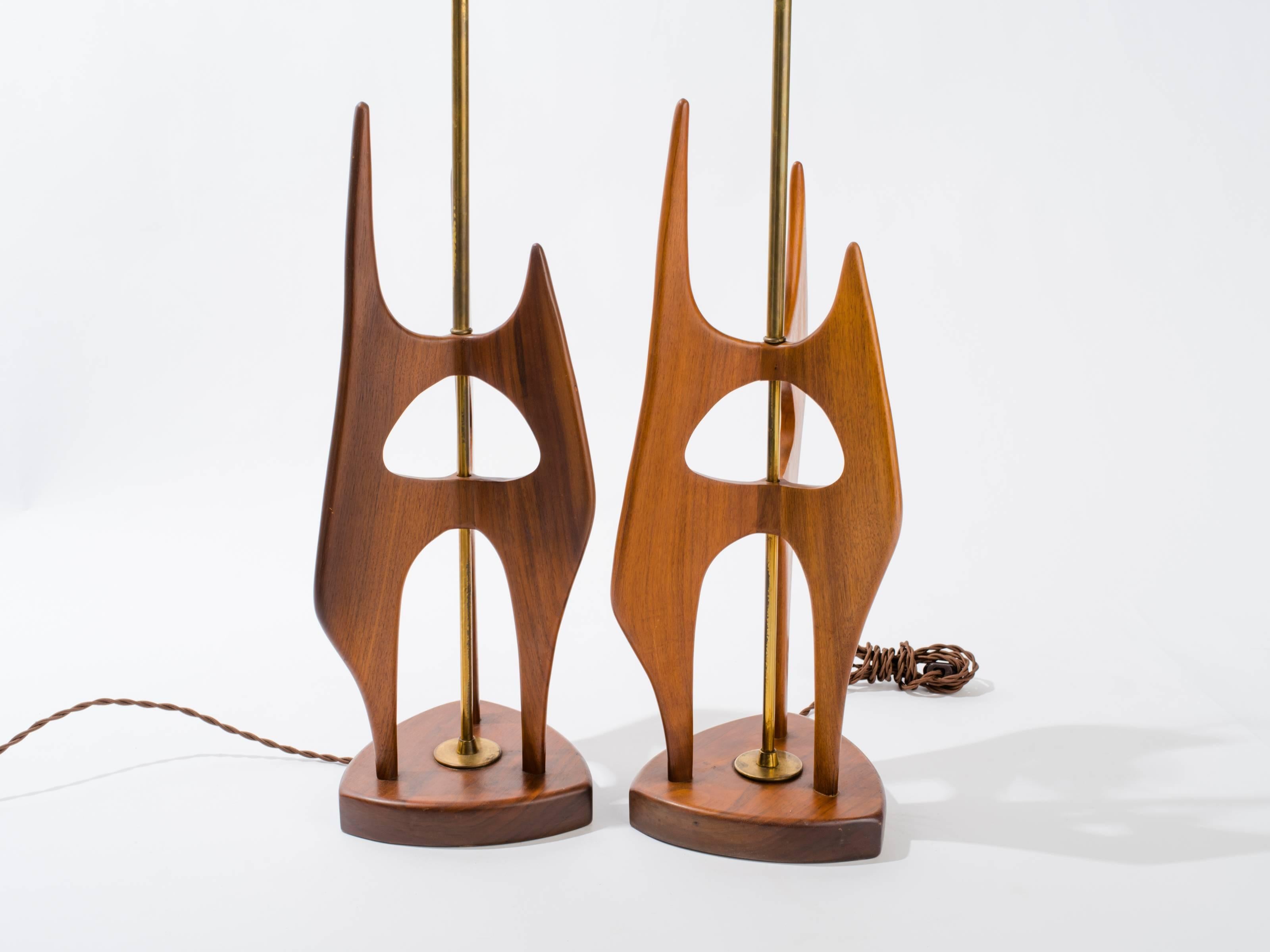 Midcentury Sculptural Teak Lamps For Sale 2