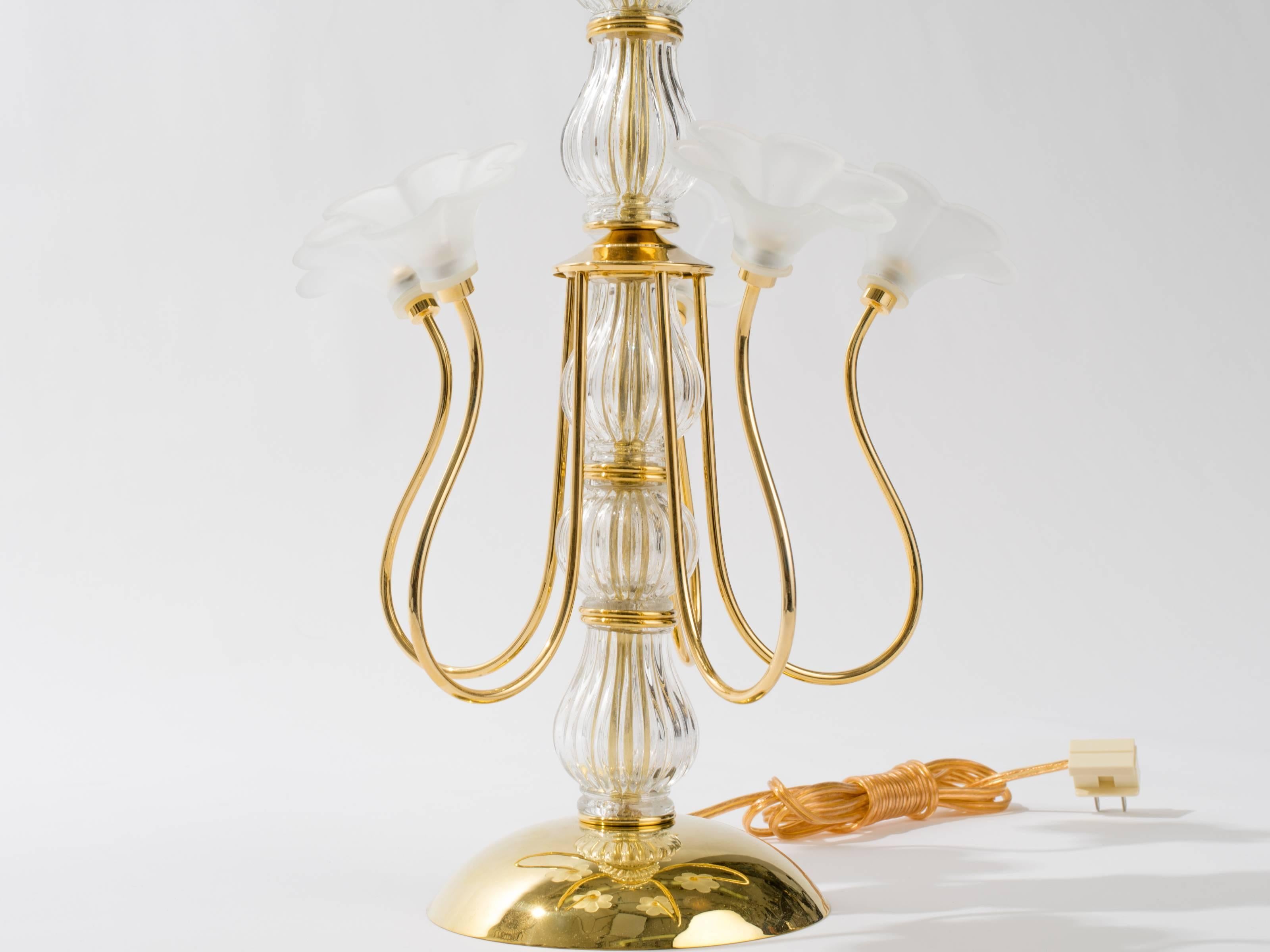 20th Century Italian Floral Glass Lamps