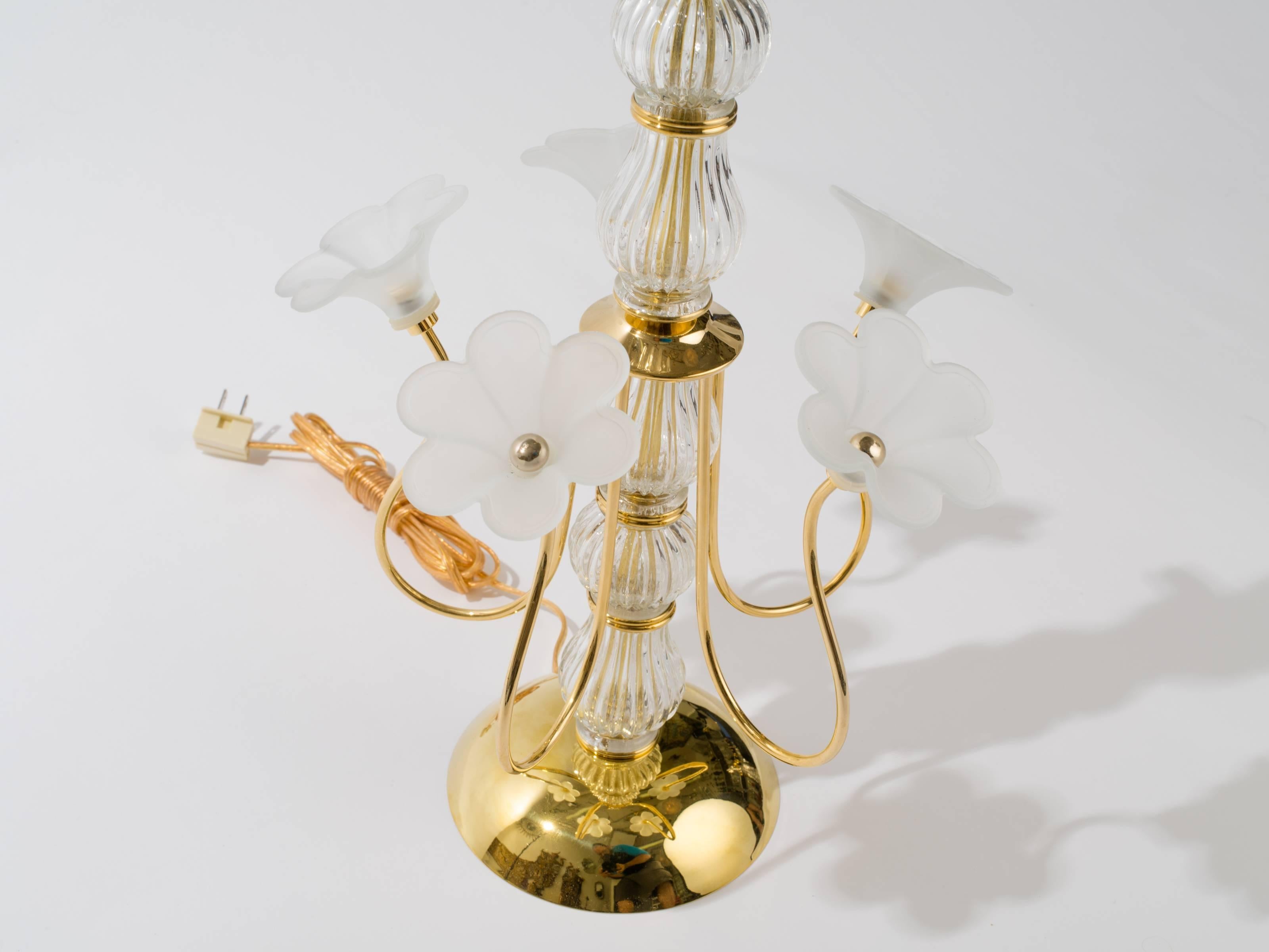 Italian Floral Glass Lamps In Excellent Condition In Tarrytown, NY