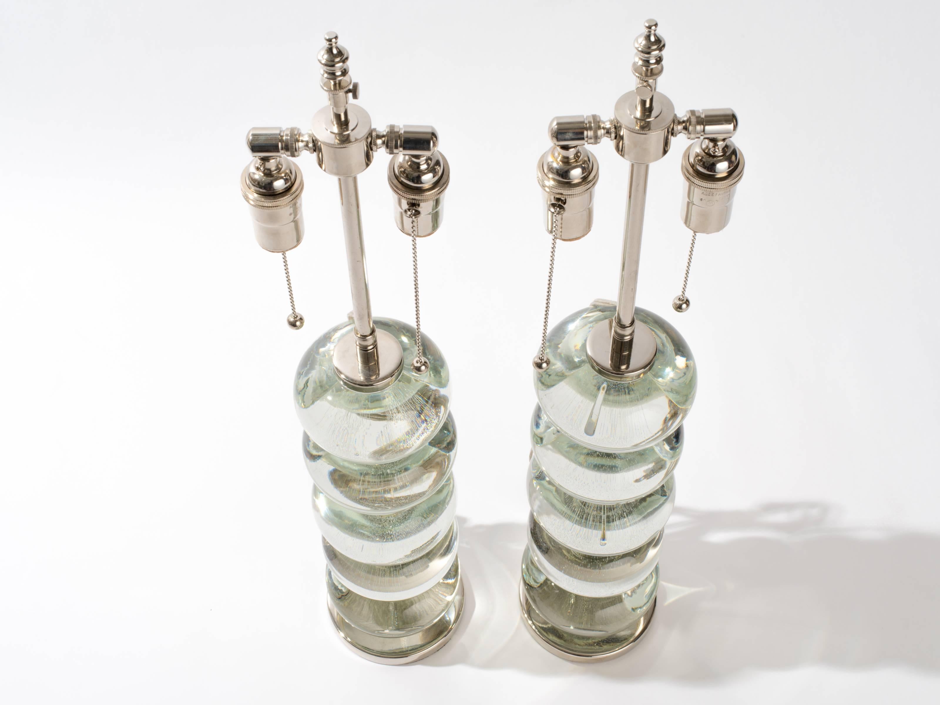 Hand-Crafted Sculpture Amorphic Solid Glass Lamps For Sale