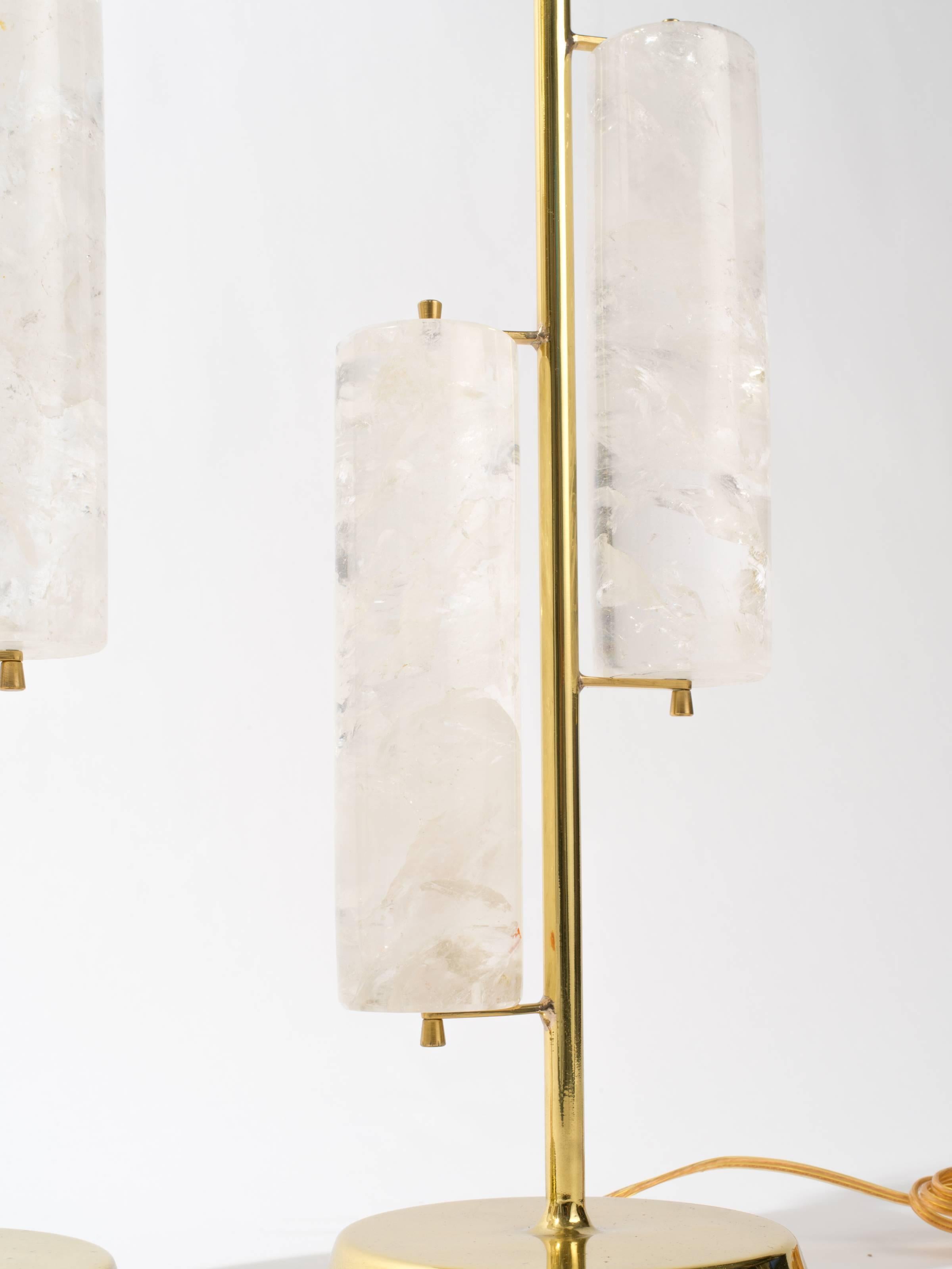 Américain Lampes cylindriques cristal de roche, collection Eon en vente