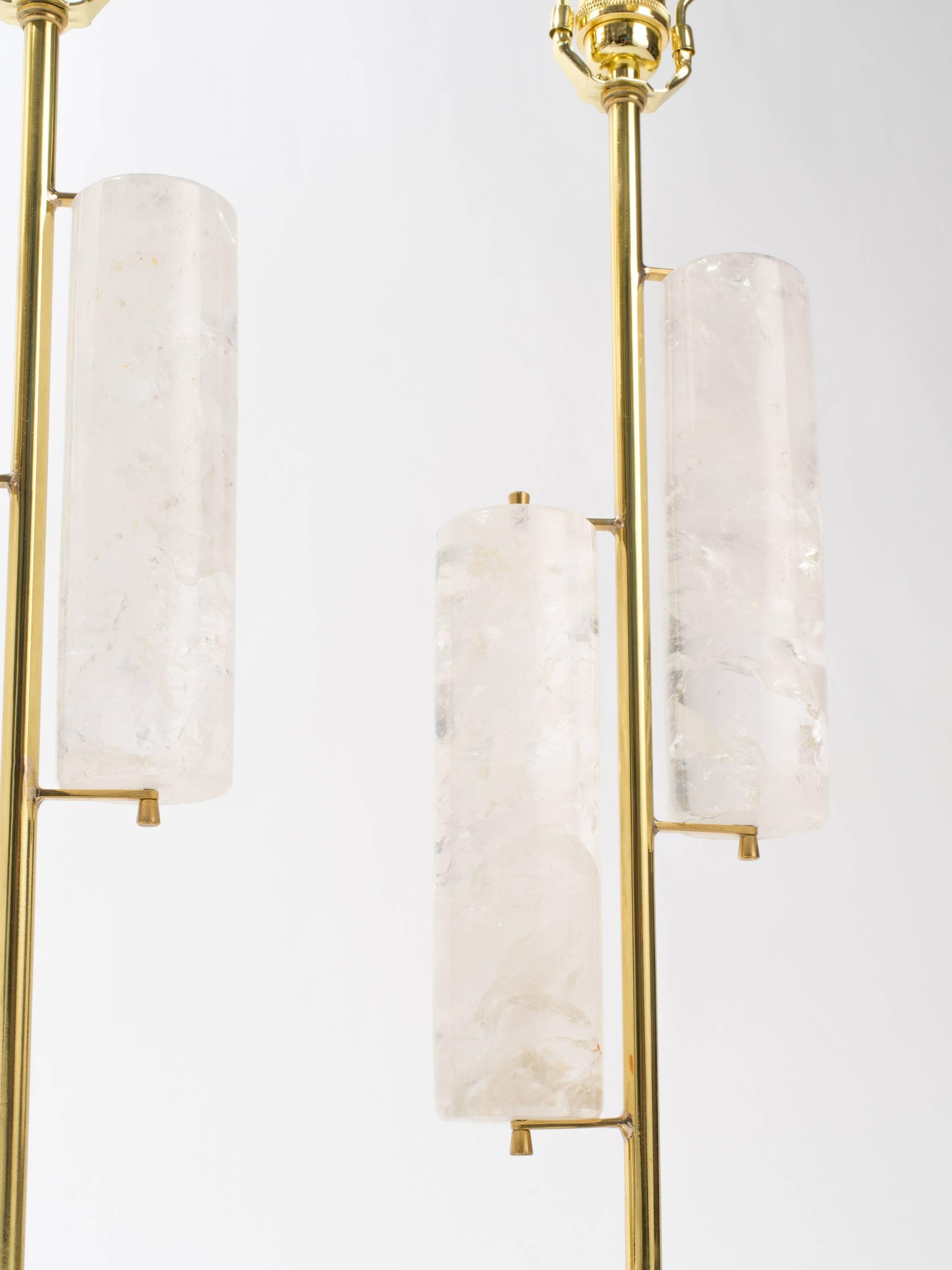 Hand-Crafted Rock Crystal Cylinder Lamps, Eon Collection For Sale