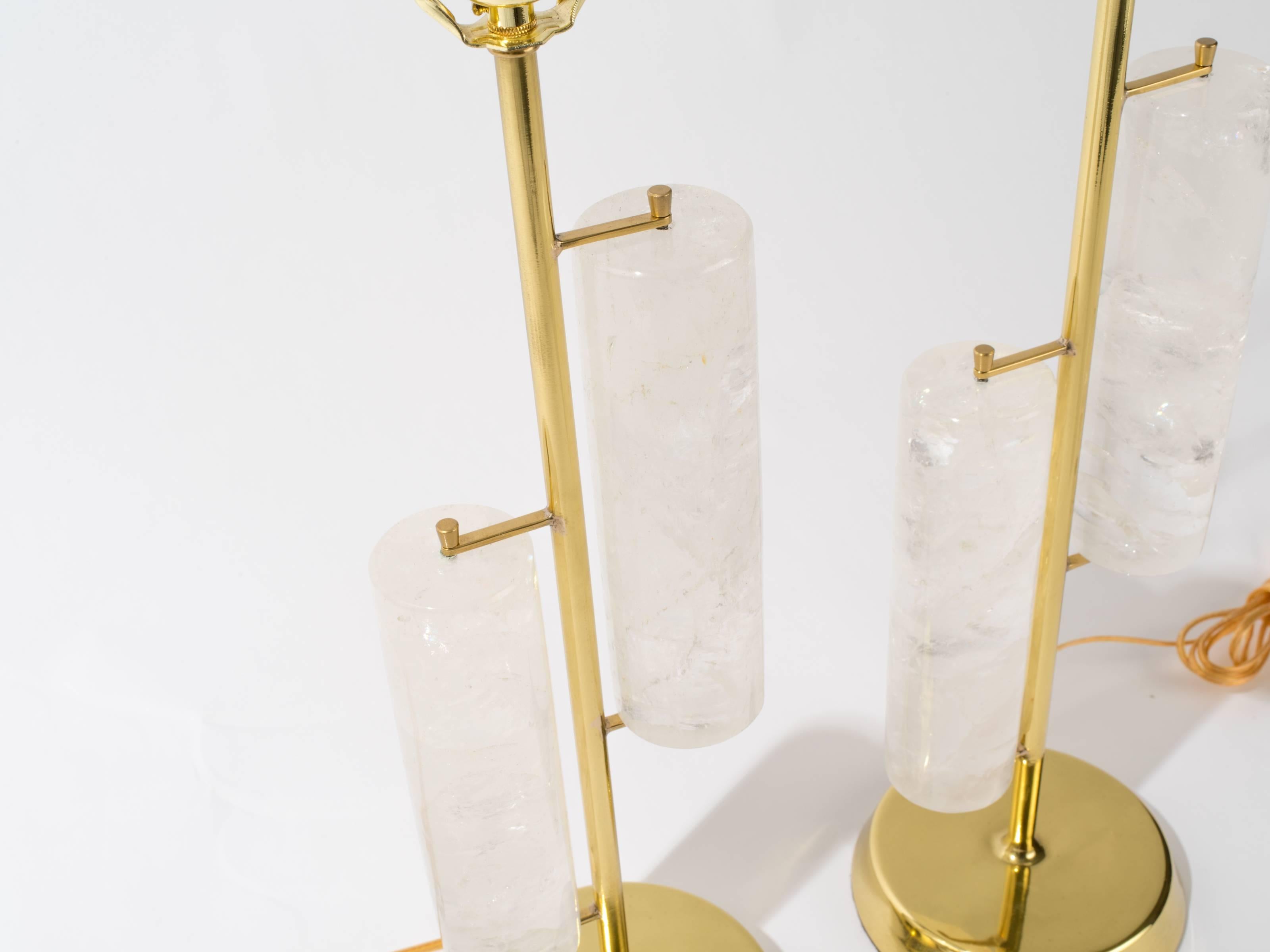 Rock Crystal Cylinder Lamps, Eon Collection In Excellent Condition For Sale In Tarrytown, NY