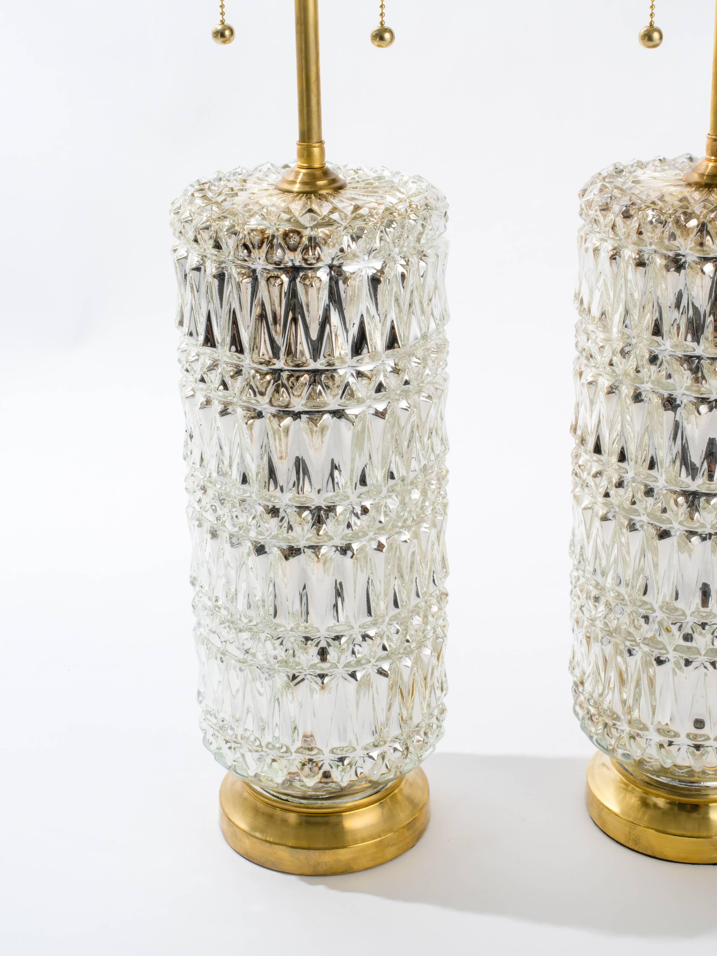 American Textured Mercury Glass Lamps For Sale