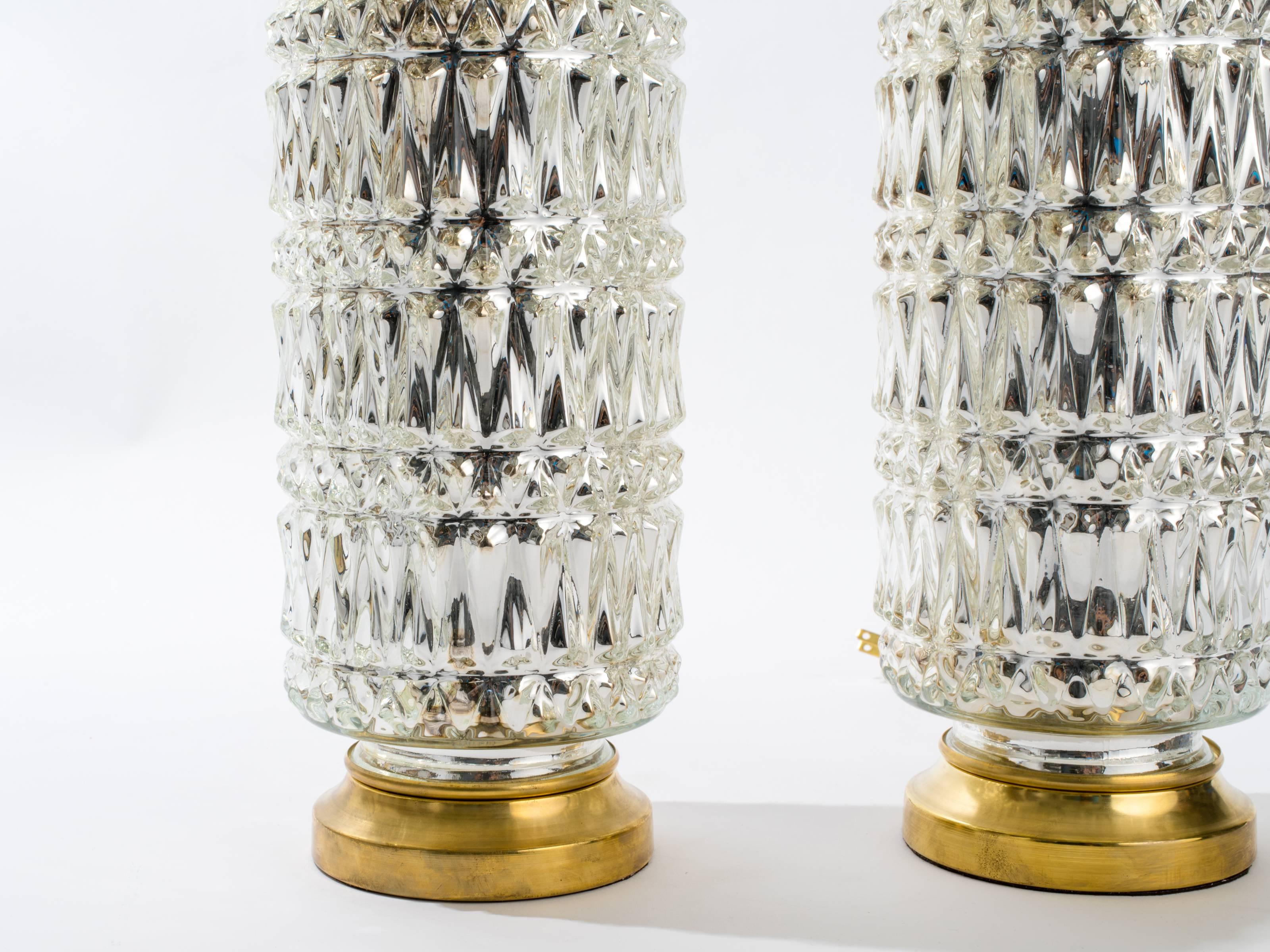 Pressed Textured Mercury Glass Lamps For Sale
