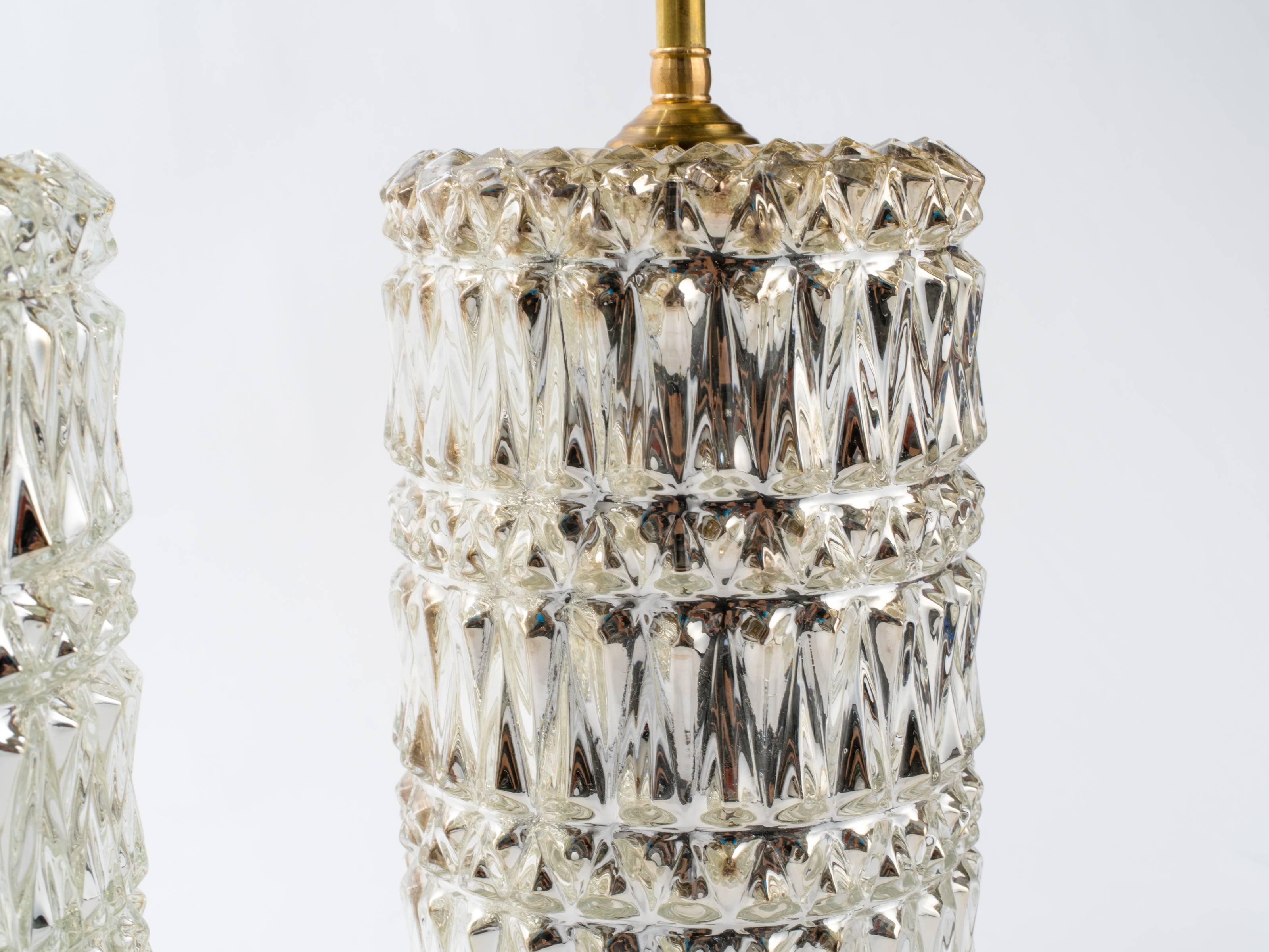 Textured Mercury Glass Lamps In Excellent Condition For Sale In Tarrytown, NY