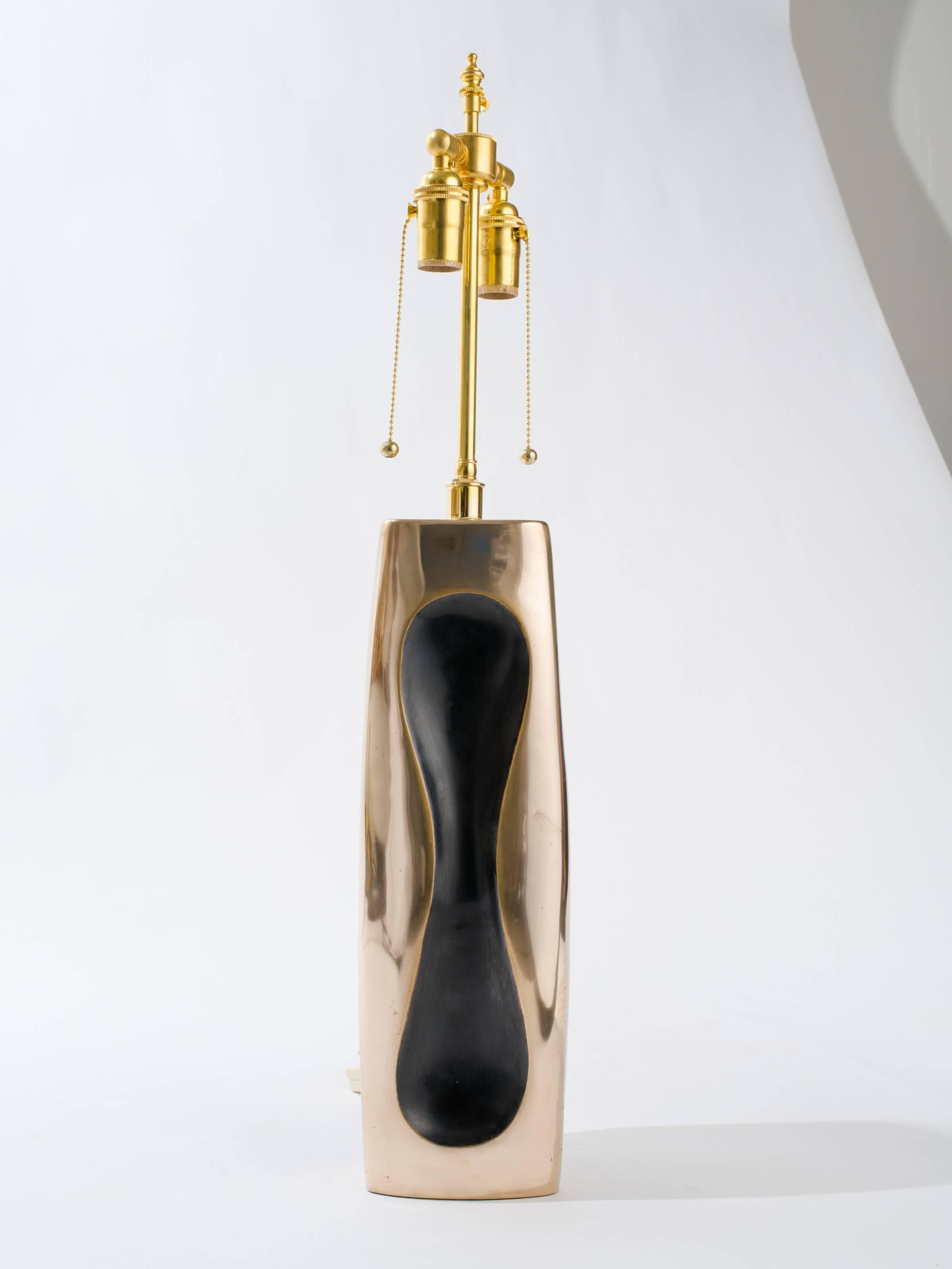 Single Bronze Sculptured Lamp, 