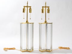 Cast Textured Glass Column Table Lamps