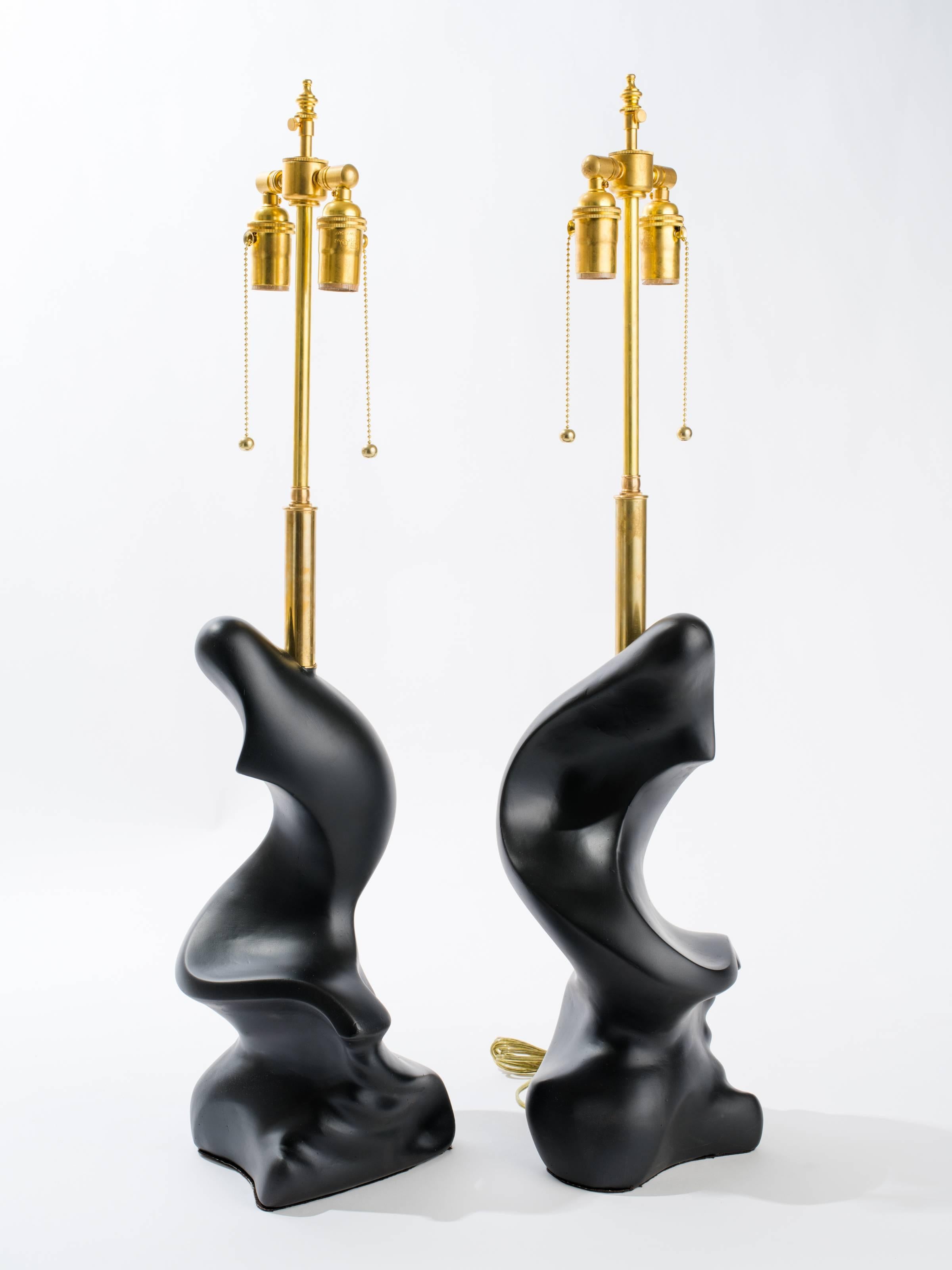 American Amorphic Black Sculpture Plaster Lamps For Sale