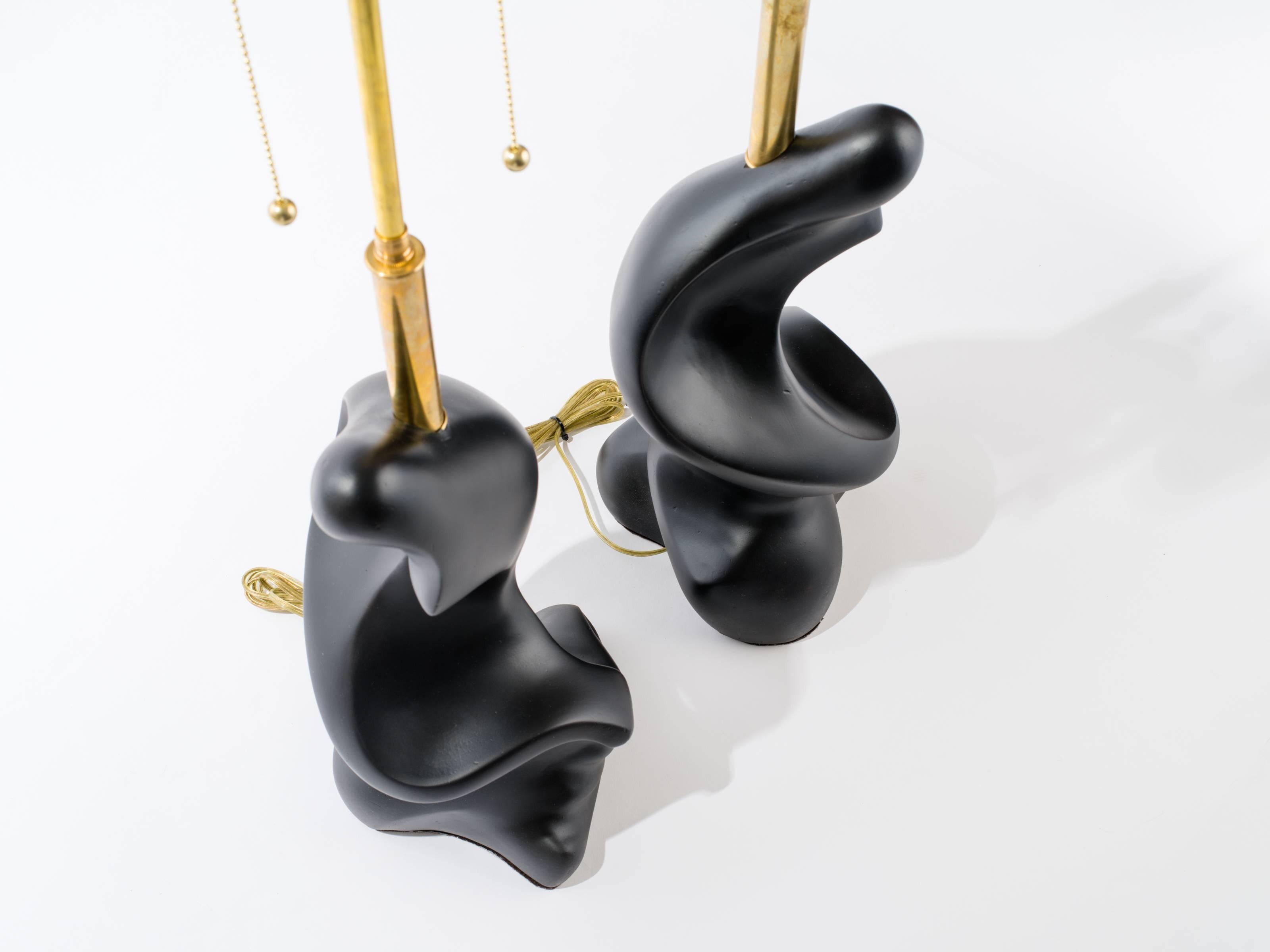 20th Century Amorphic Black Sculpture Plaster Lamps For Sale